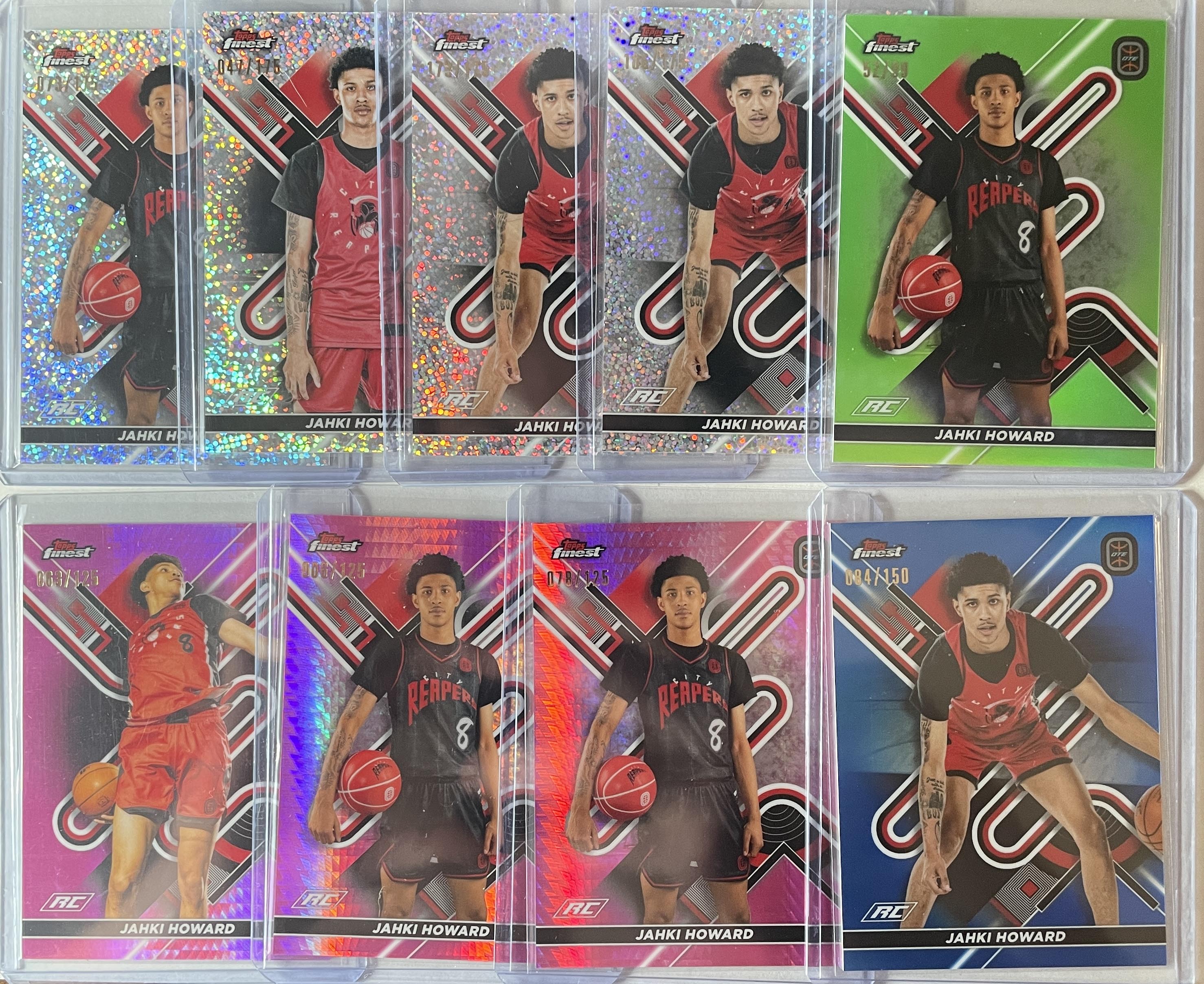 2022-23 Topps OTE Finest Jahki Howard Green /99 Blue /150 Pink /125 Set (x9)