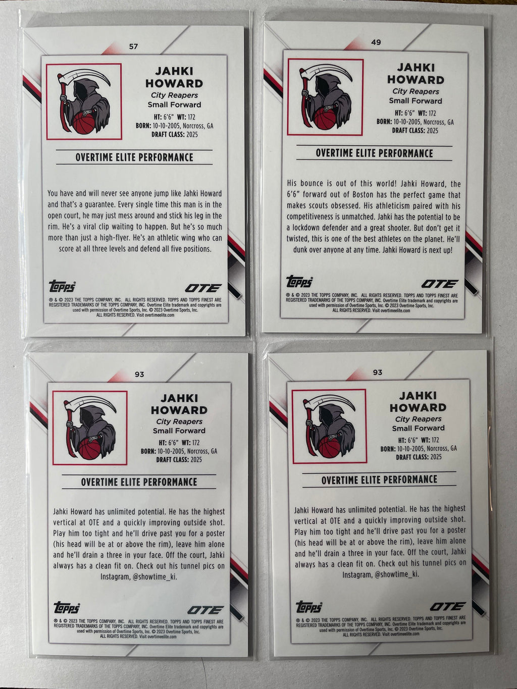 2022-23 Topps OTE Finest Jahki Howard Green /99 Blue /150 Pink /125 Set (x9)