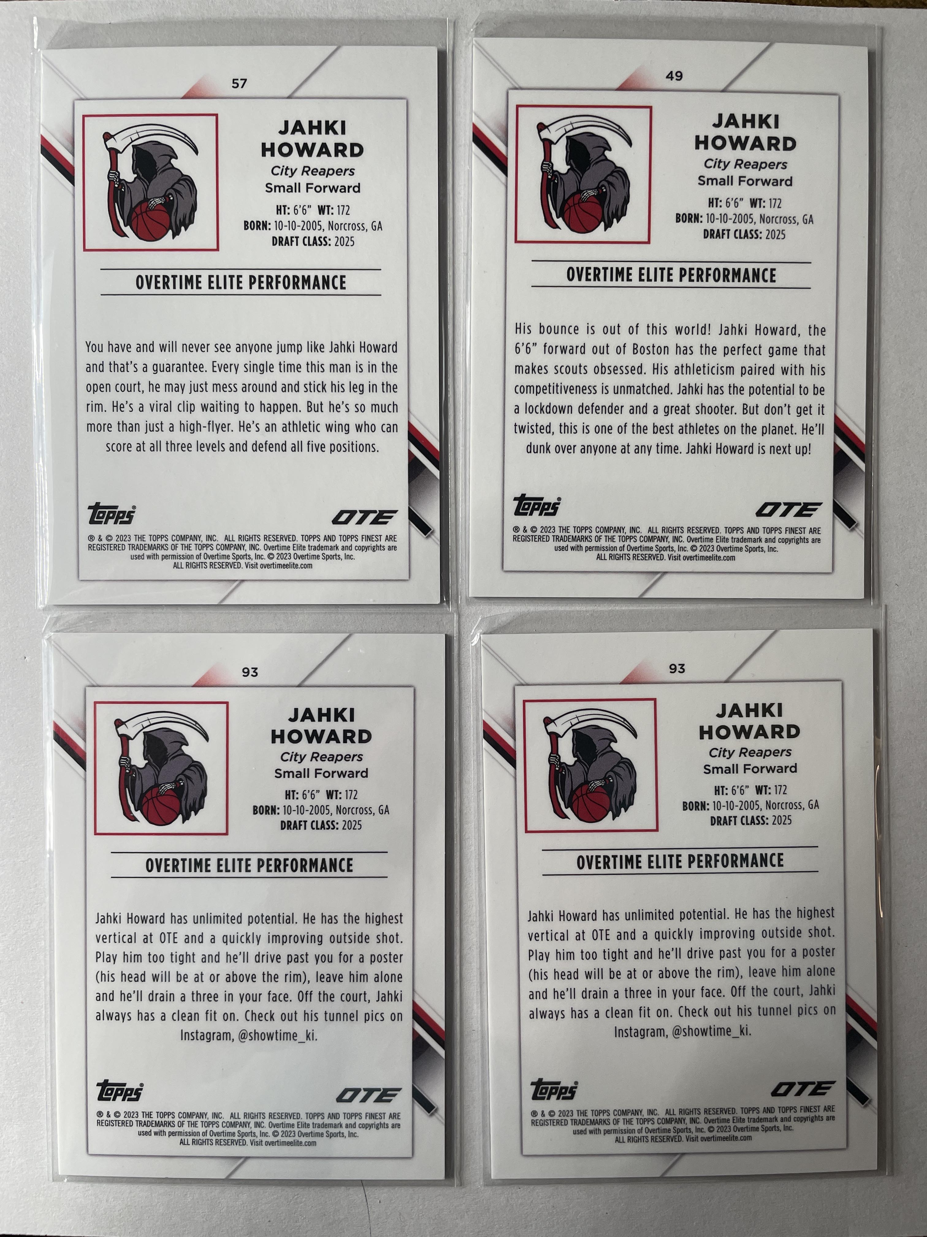 2022-23 Topps OTE Finest Jahki Howard Green /99 Blue /150 Pink /125 Set (x9)
