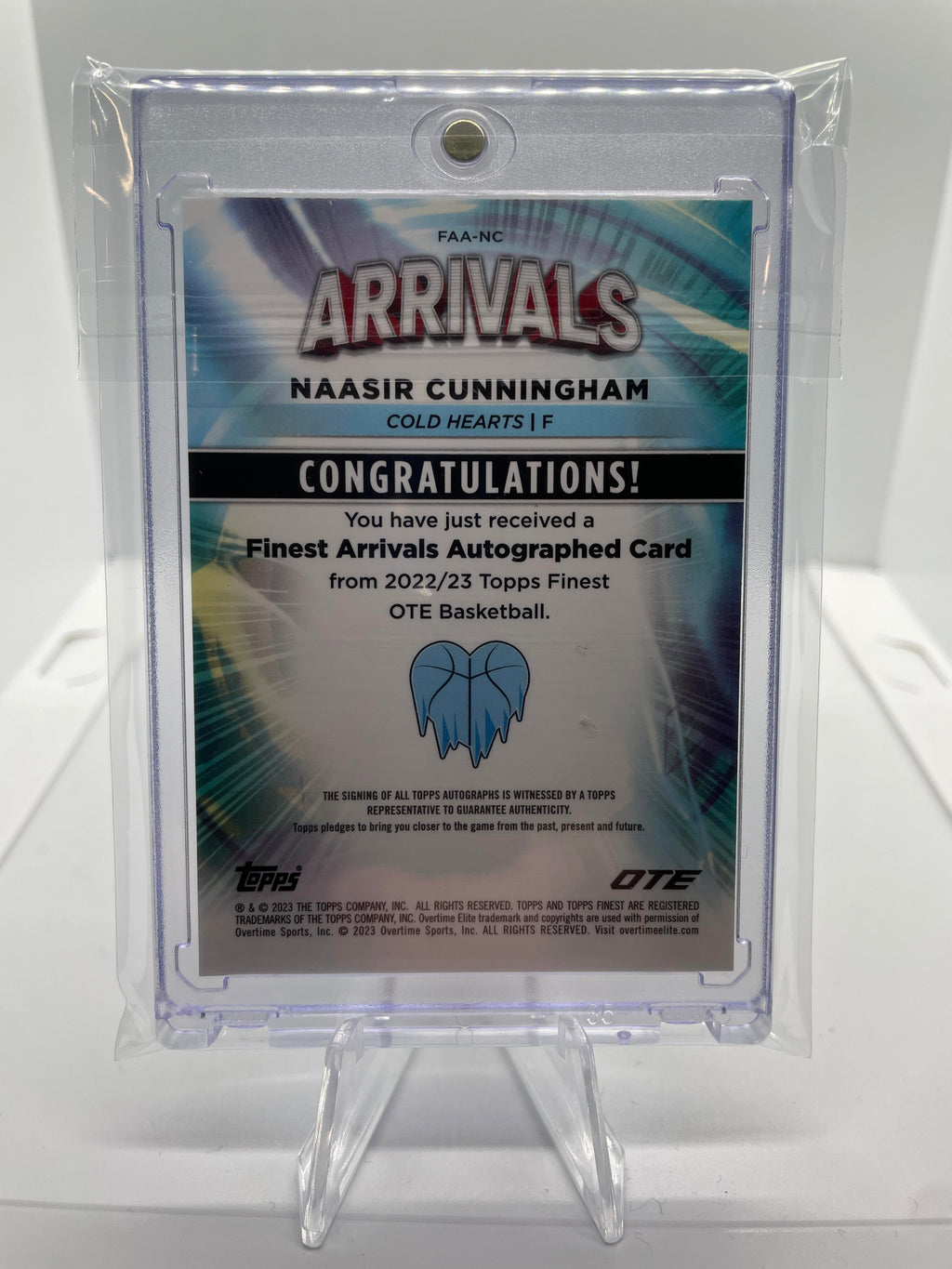 2022-23 Topps OTE Finest Naasir Cunningham Arrivals Gold Rookie Auto /50