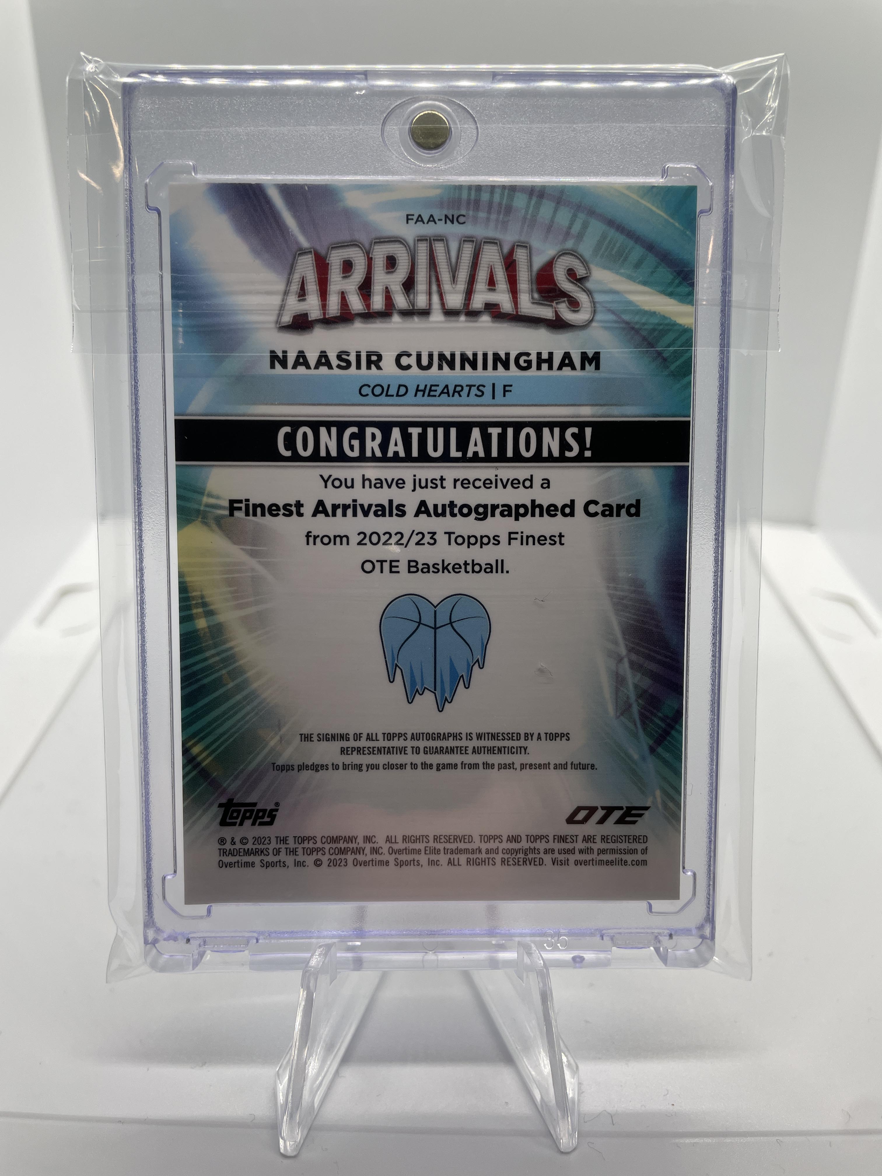 2022-23 Topps OTE Finest Naasir Cunningham Arrivals Gold Rookie Auto /50