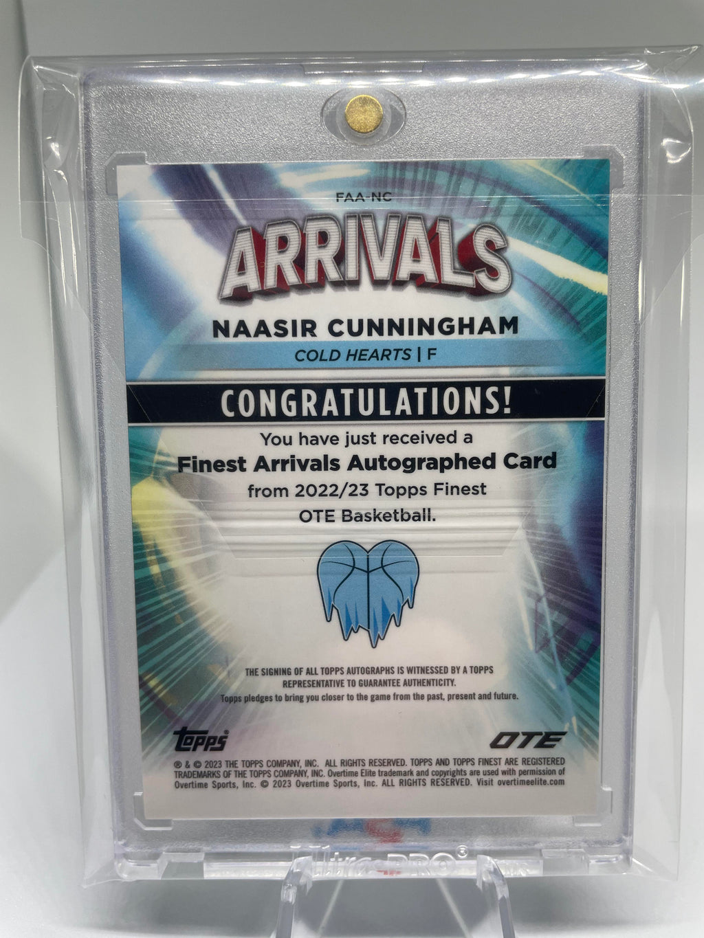 2022-23 Topps OTE Finest Naasir Cunningham Arrivals Rookie Auto /99