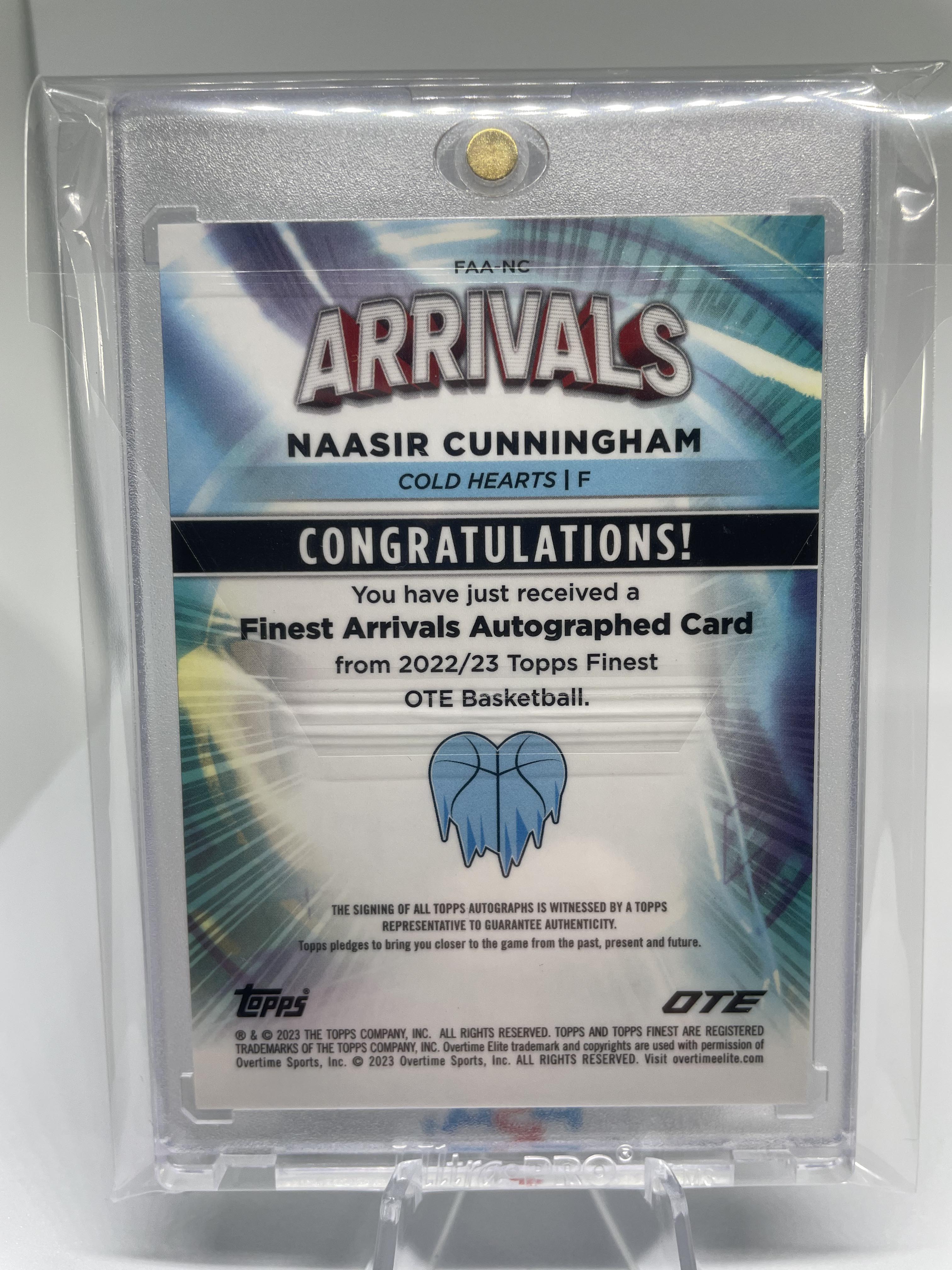 2022-23 Topps OTE Finest Naasir Cunningham Arrivals Rookie Auto /99