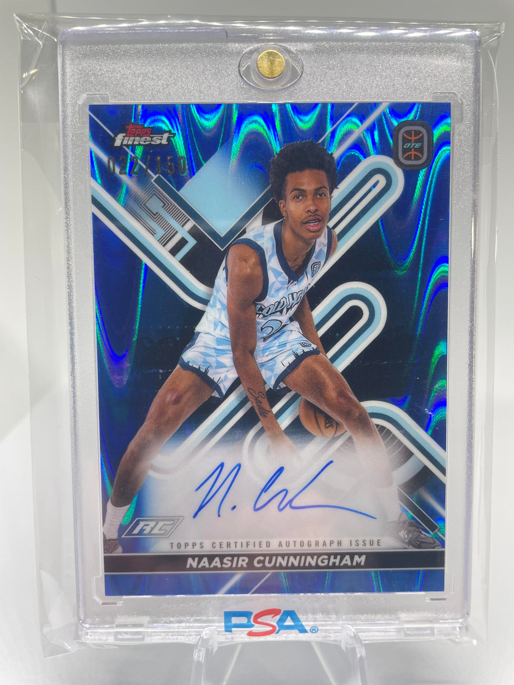 2022-23 Topps OTE Finest Naasir Cunningham Blue Wave Rookie Auto /150