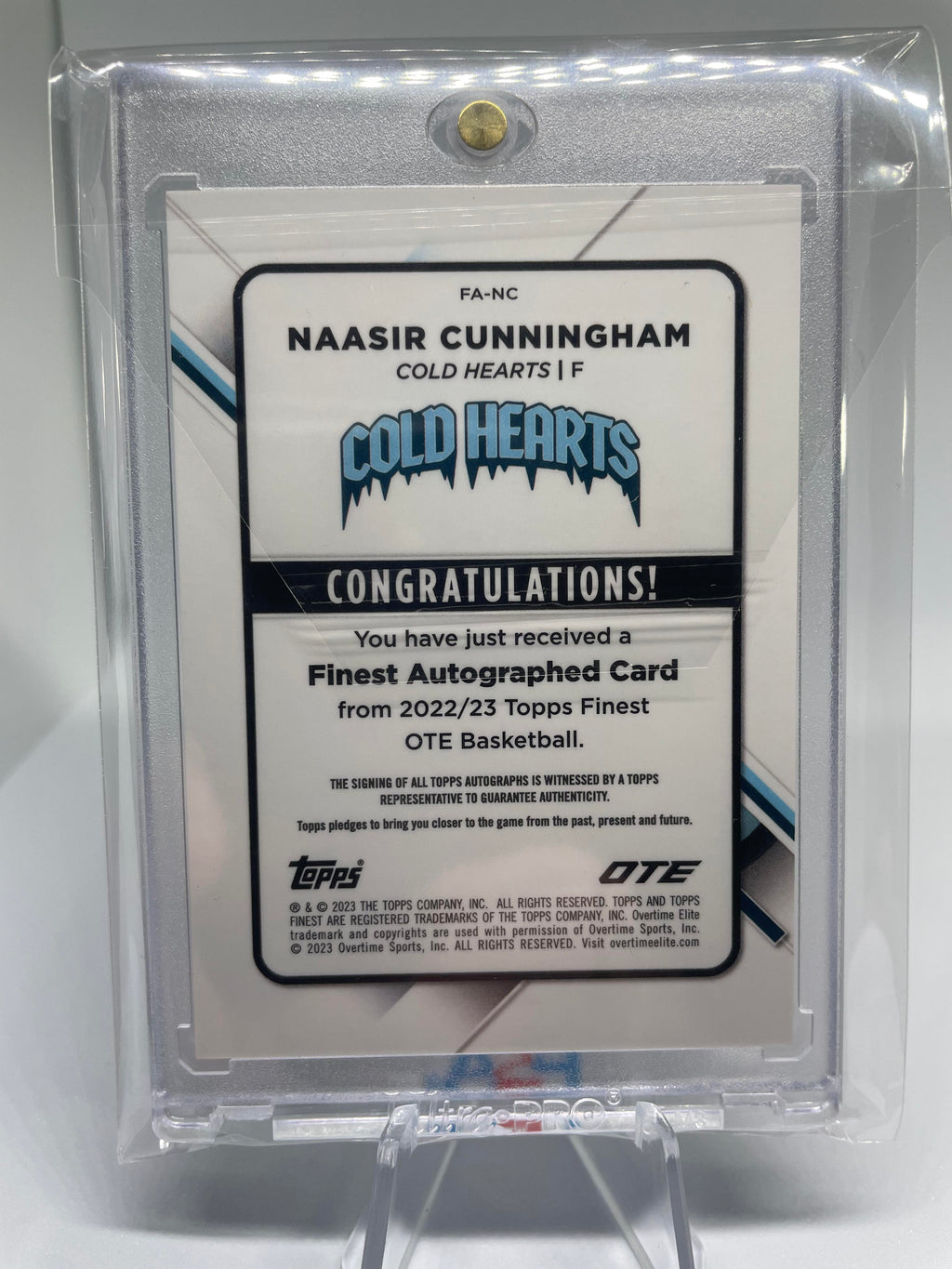 2022-23 Topps OTE Finest Naasir Cunningham Blue Wave Rookie Auto /150
