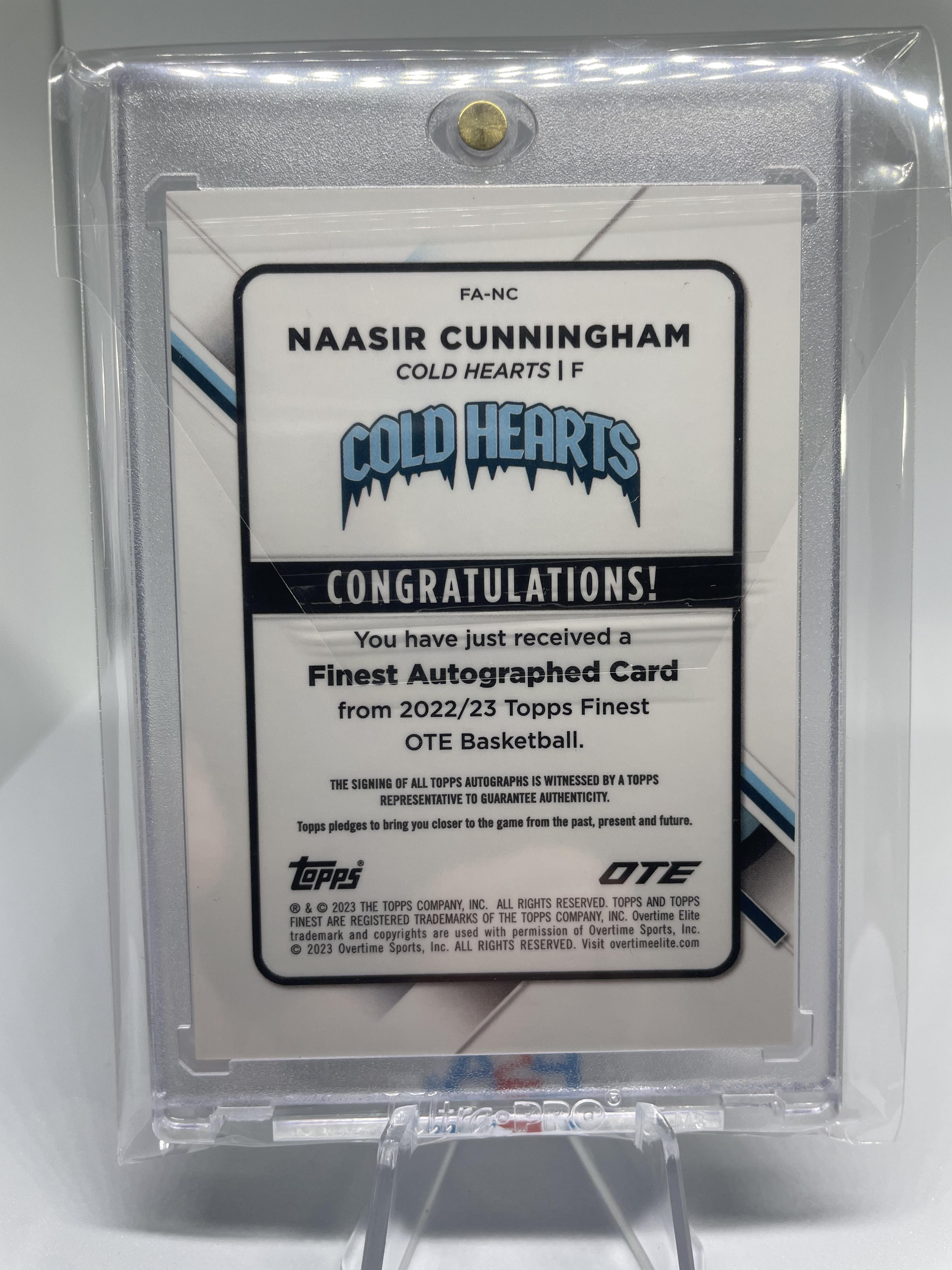 2022-23 Topps OTE Finest Naasir Cunningham Blue Wave Rookie Auto /150