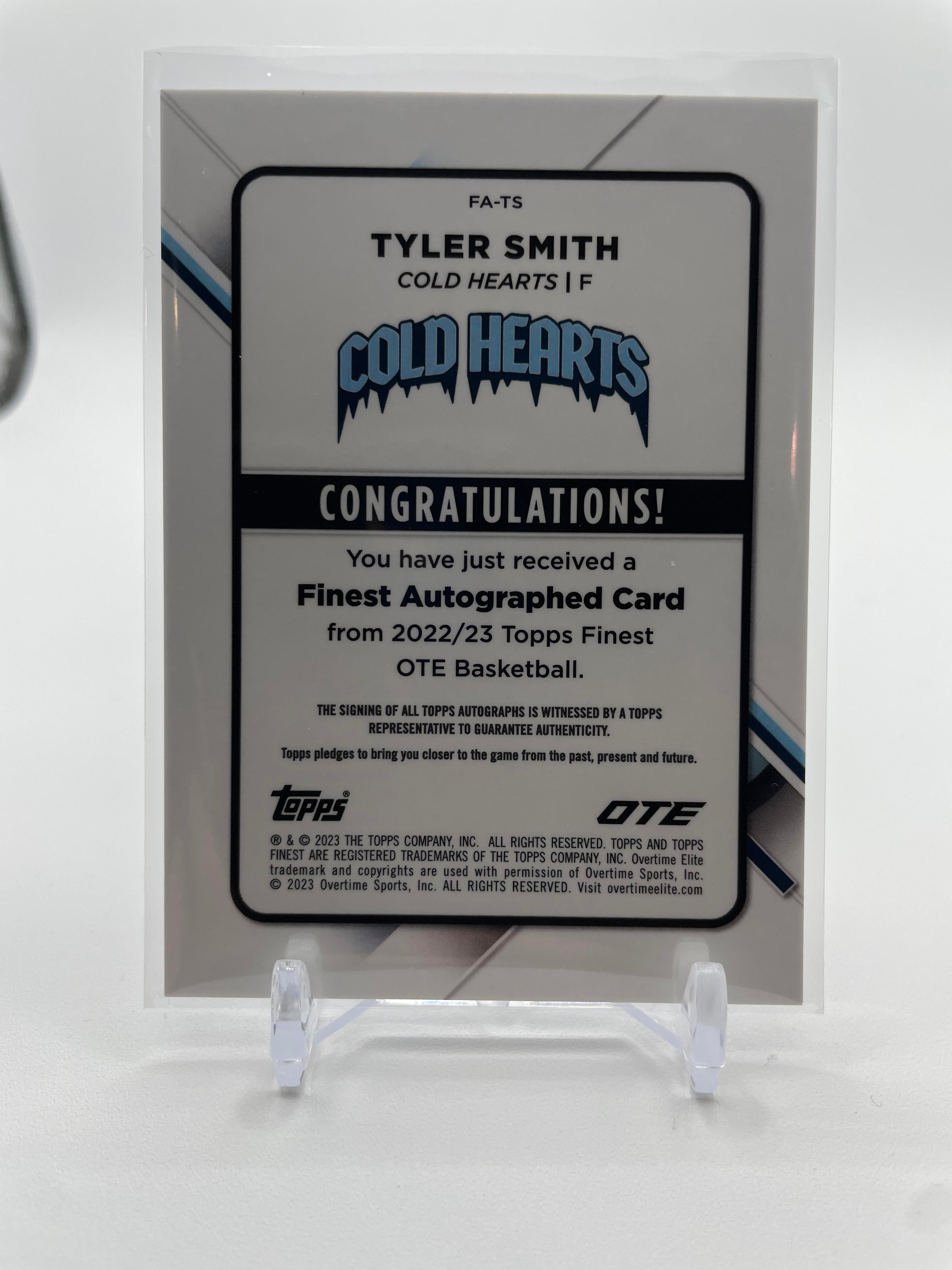 2022-23 Topps OTE Finest Tyler Smith Refractor Rookie Auto #FA-TS