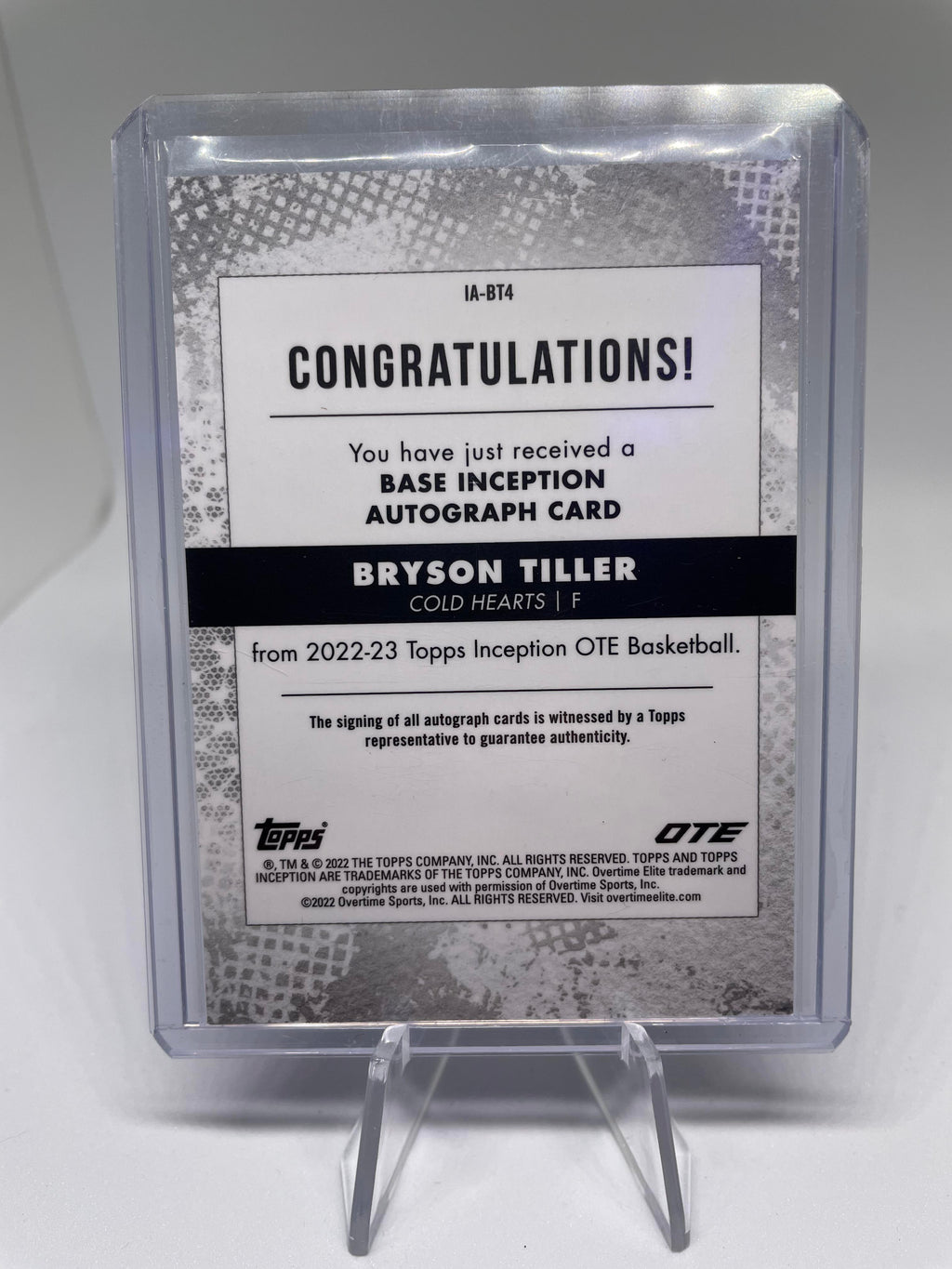 2022-23 Topps OTE Inception Bryson Tiller Magenta Rookie Auto /99 #IA-BT1