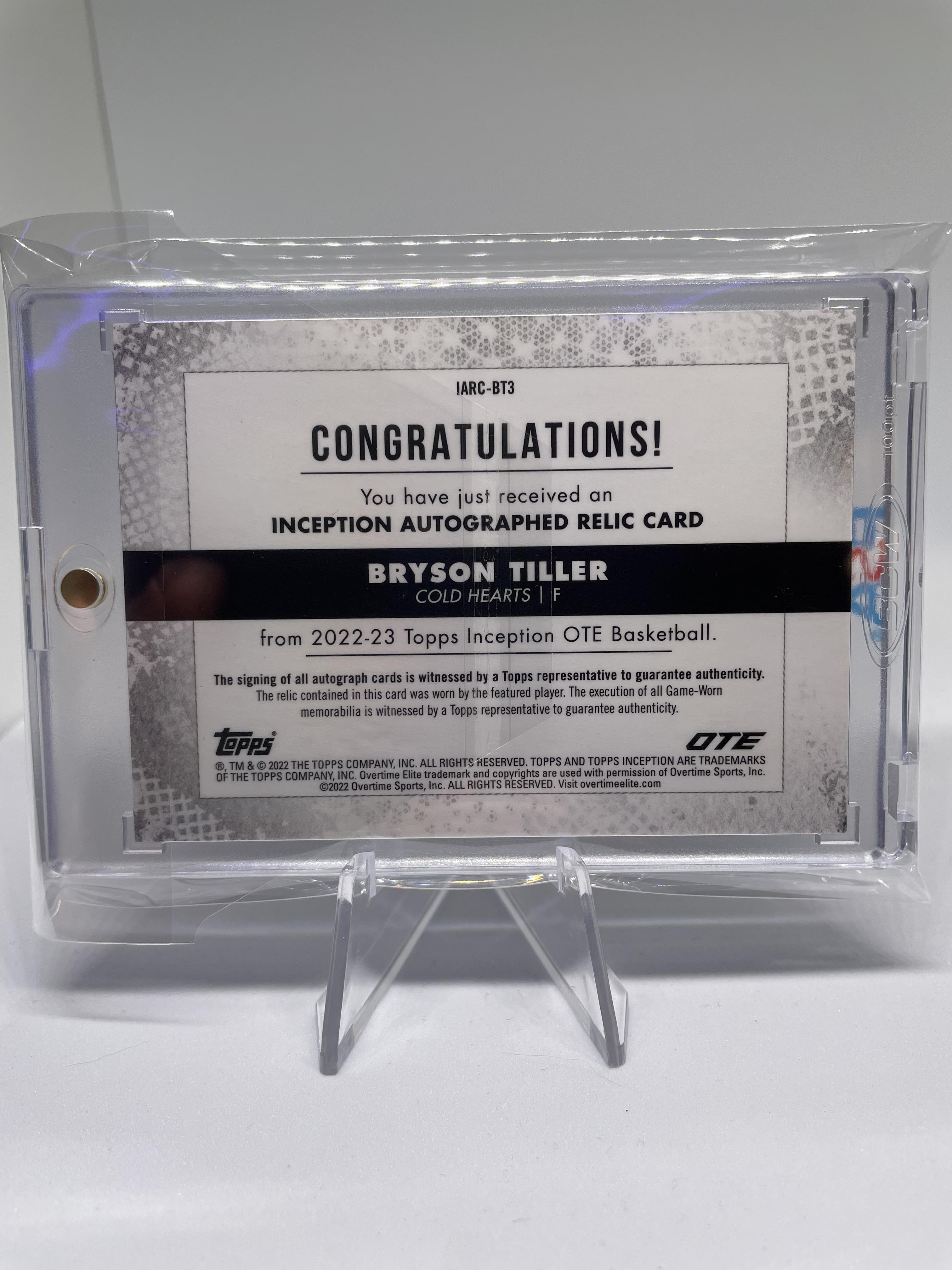 2022-23 Topps OTE Inception Bryson Tiller Magenta Rookie Patch Auto /30 #IARC-BT1