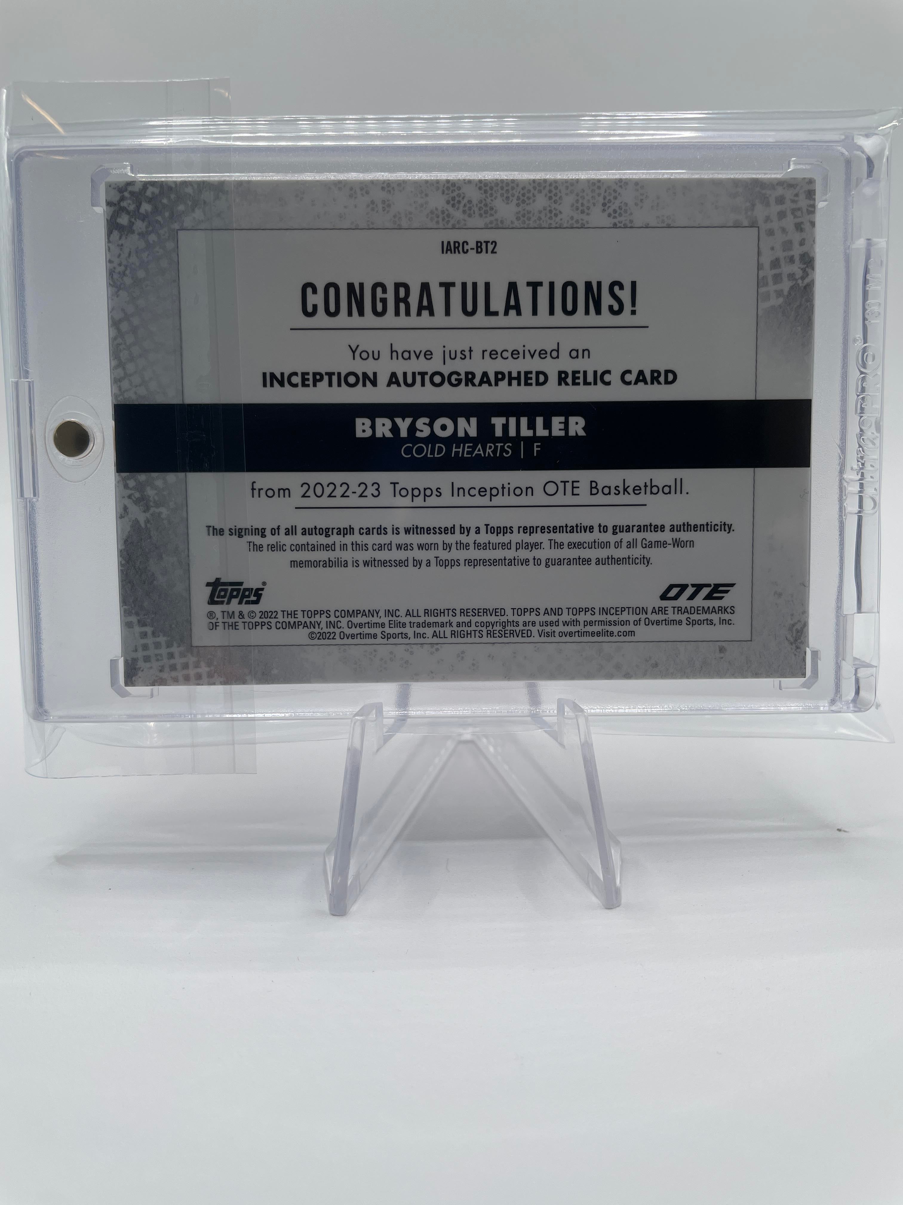 2022-23 Topps OTE Inception Bryson Tiller Magenta Rookie Patch Auto /30 #IARC-BT3