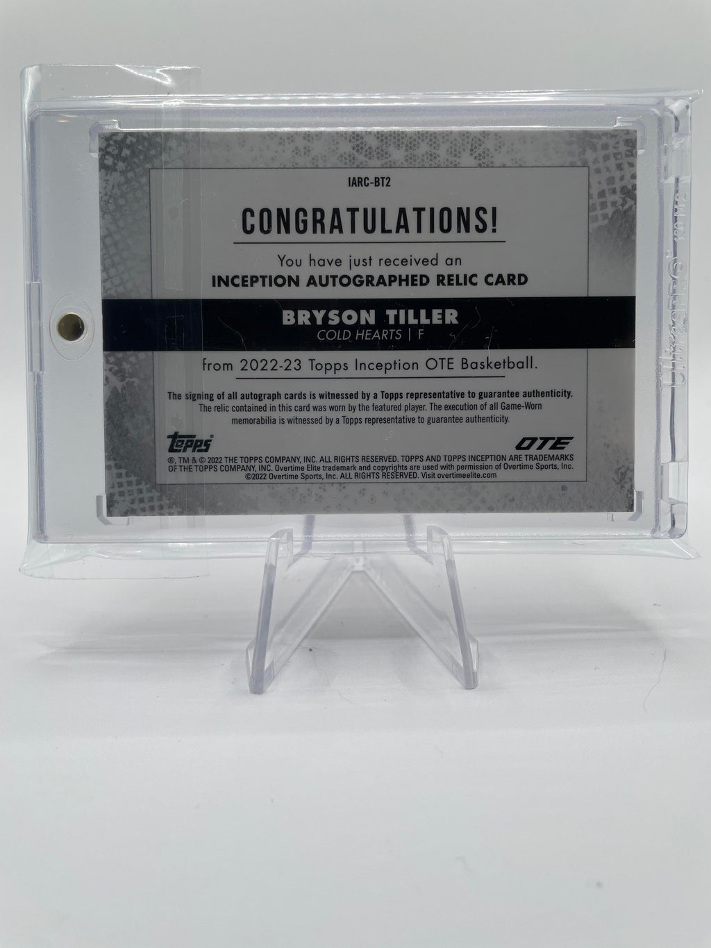 2022-23 Topps OTE Inception Bryson Tiller Red Rookie Patch Auto SP /25