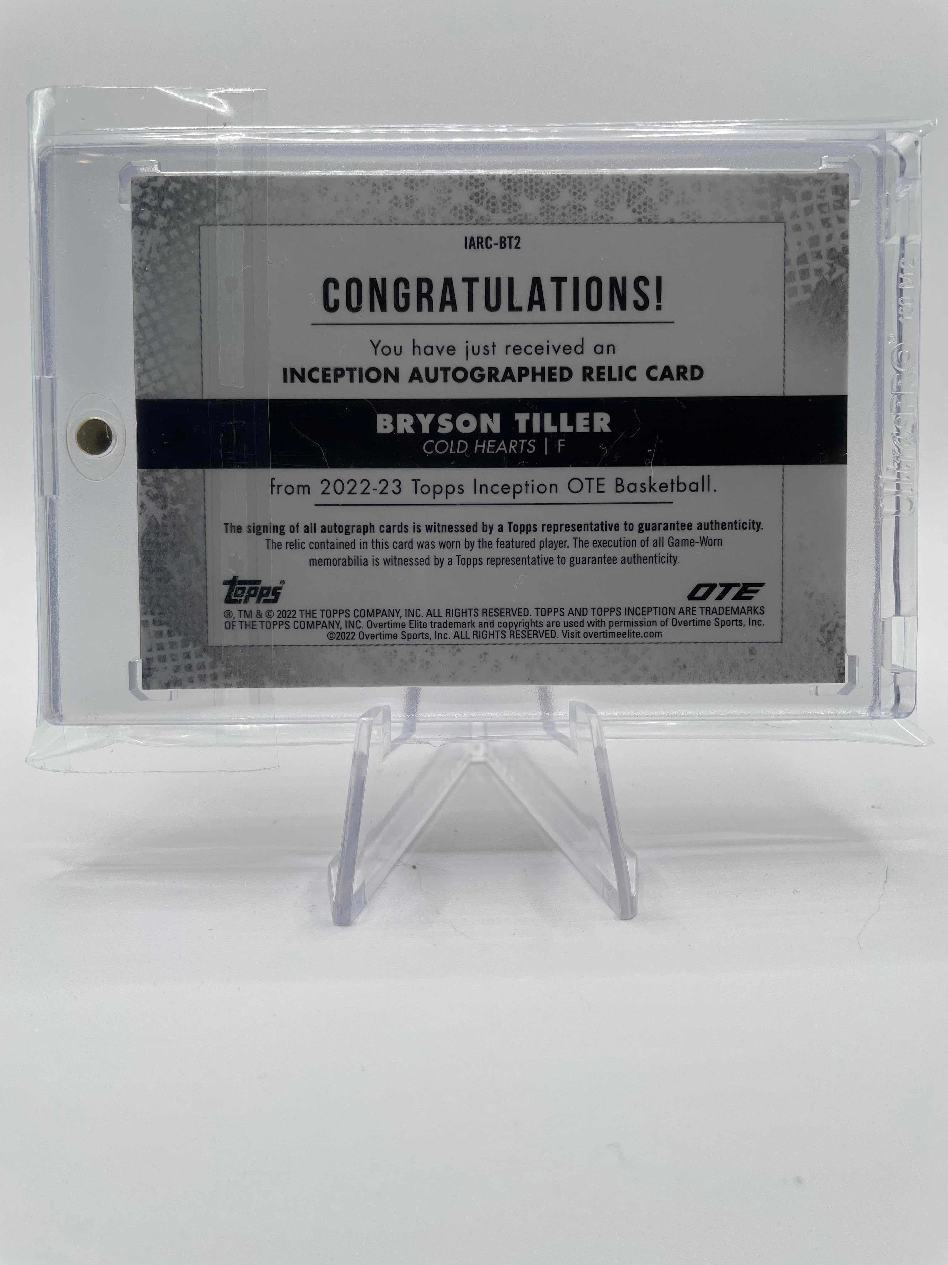2022-23 Topps OTE Inception Bryson Tiller Red Rookie Patch Auto SP /25