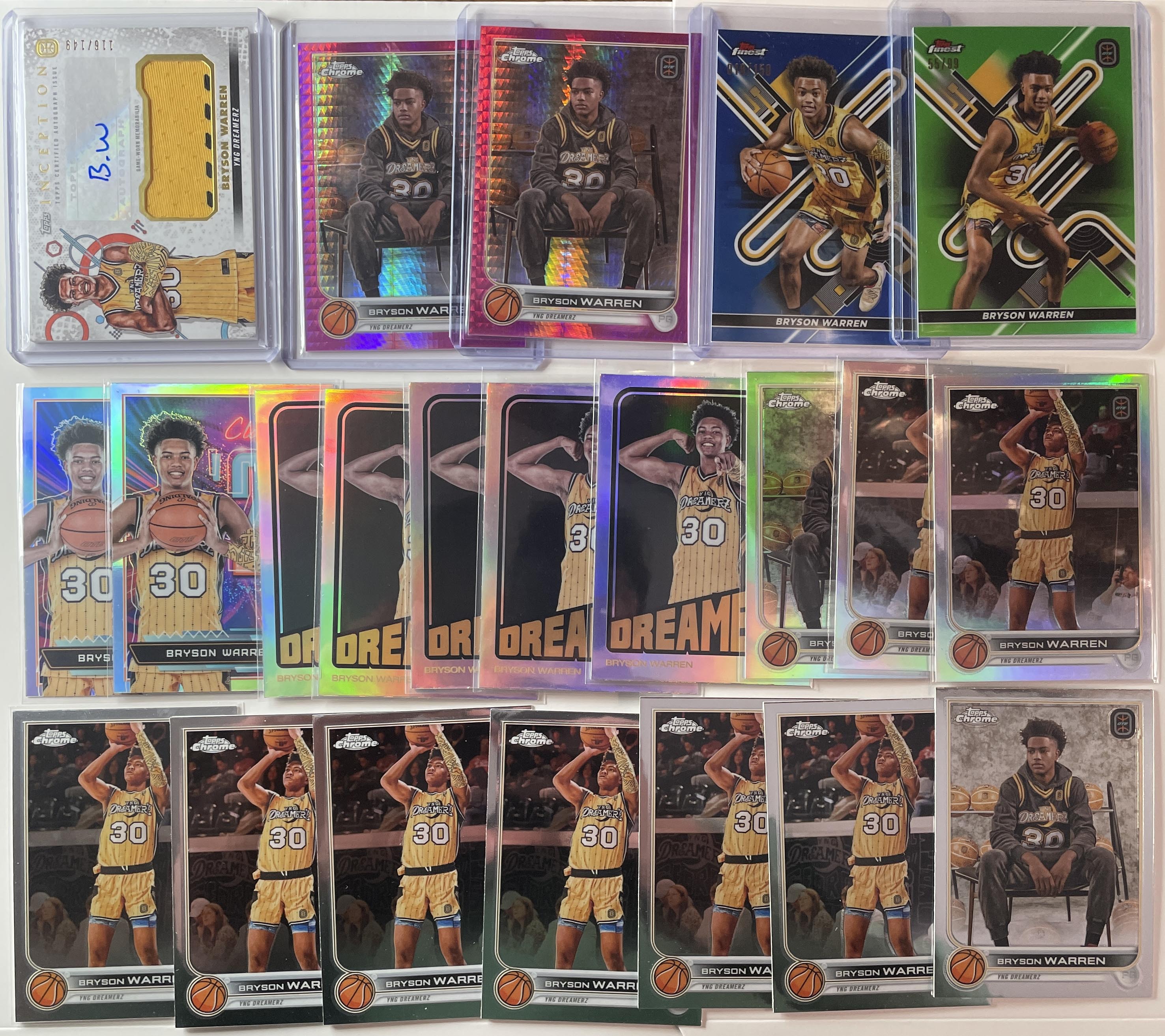 2022-23 Topps OTE Inception Bryson Warren Patch Auto /149 + Refractor Set (x22)
