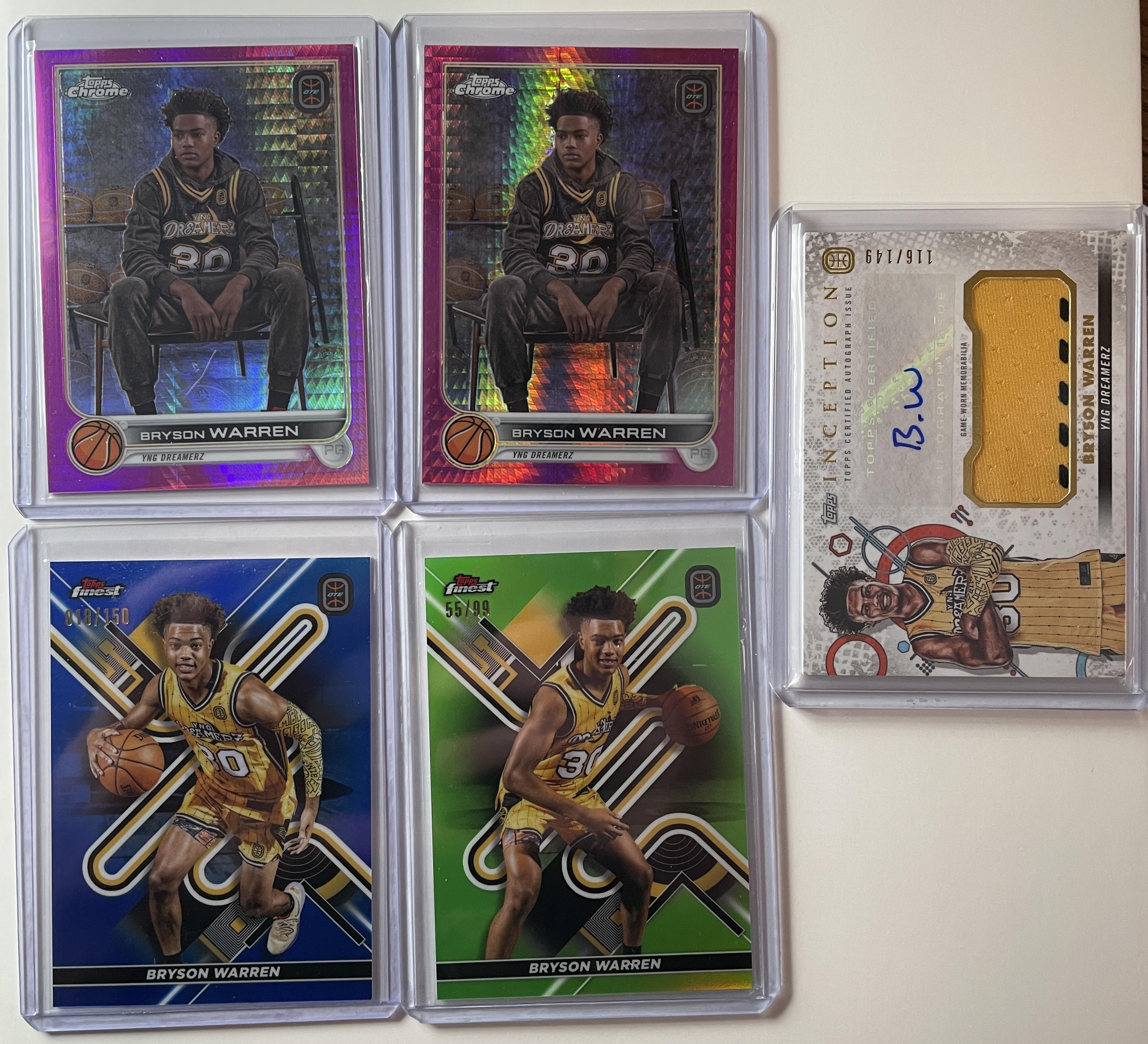 2022-23 Topps OTE Inception Bryson Warren Patch Auto /149 + Refractor Set (x22)