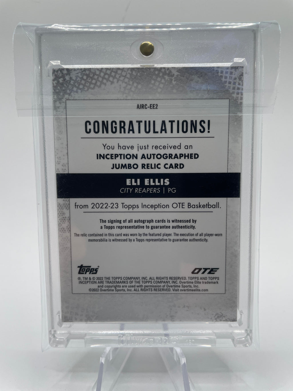 2022-23 Topps OTE Inception Eli Ellis Jumbo Rookie Patch Auto /99