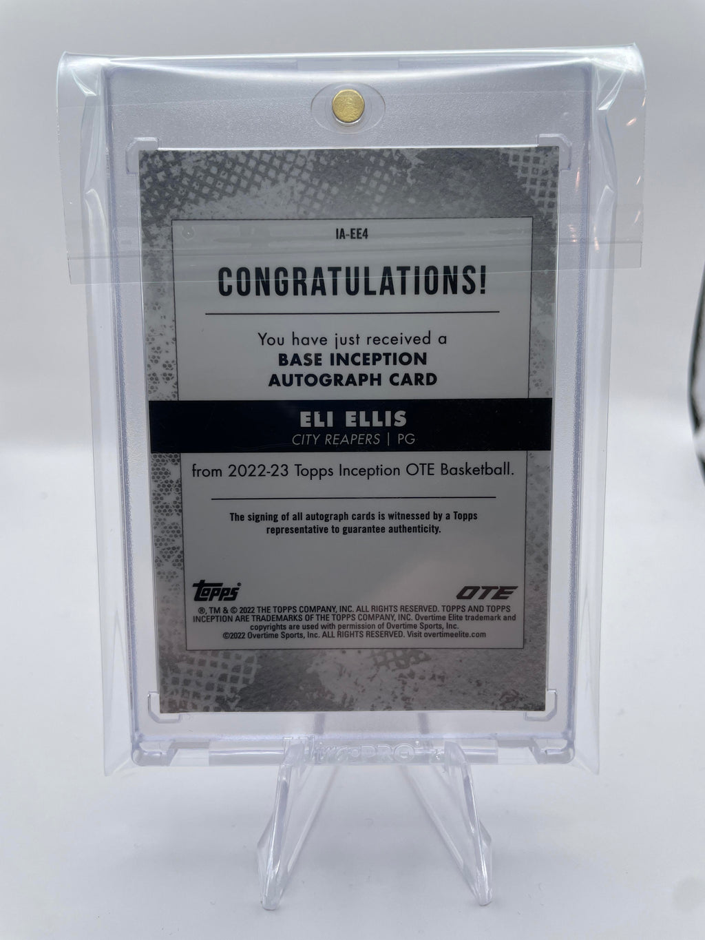 2022-23 Topps OTE Inception Eli Ellis Orange Foil Rookie Auto /50