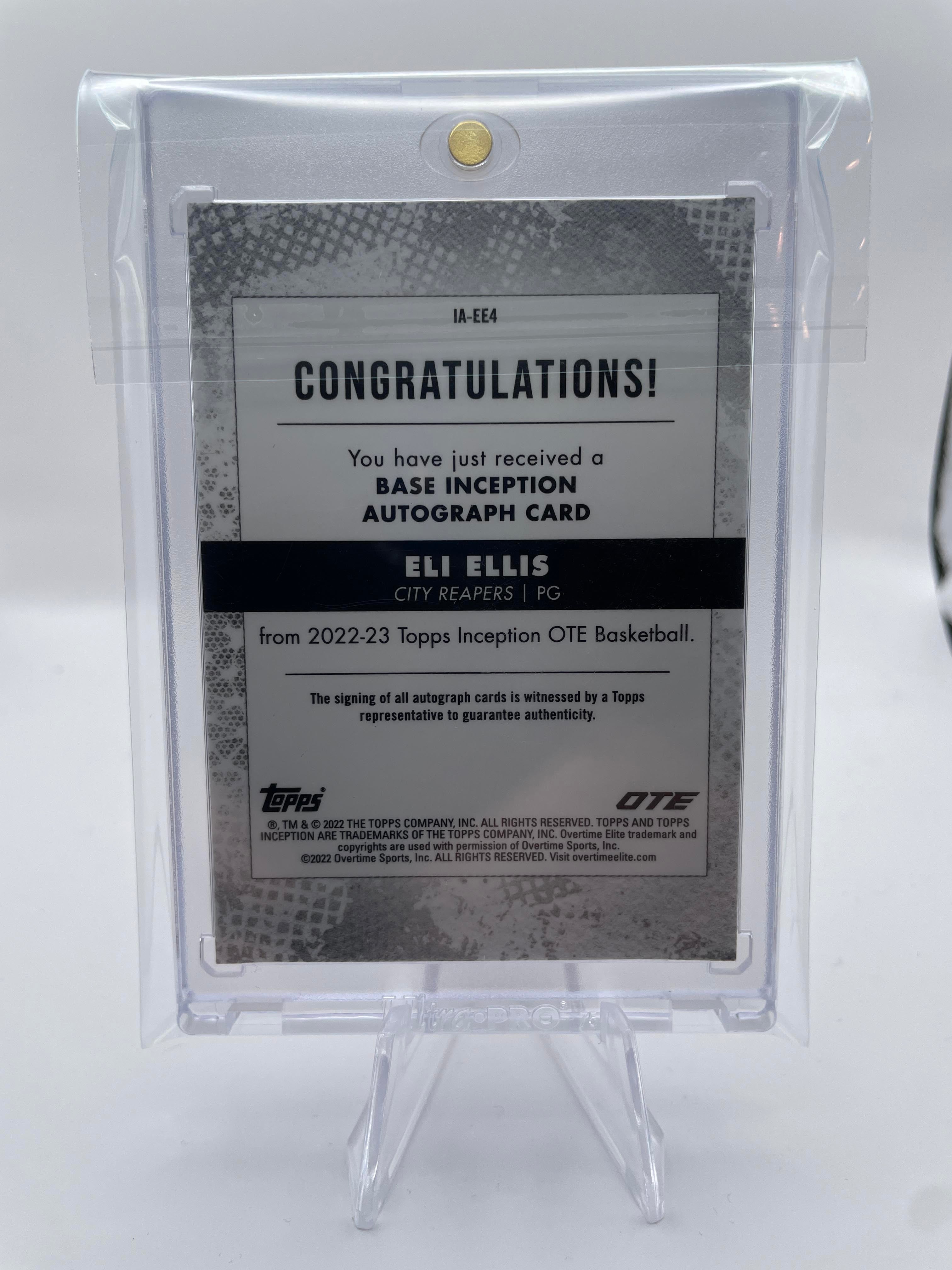 2022-23 Topps OTE Inception Eli Ellis Orange Foil Rookie Auto /50