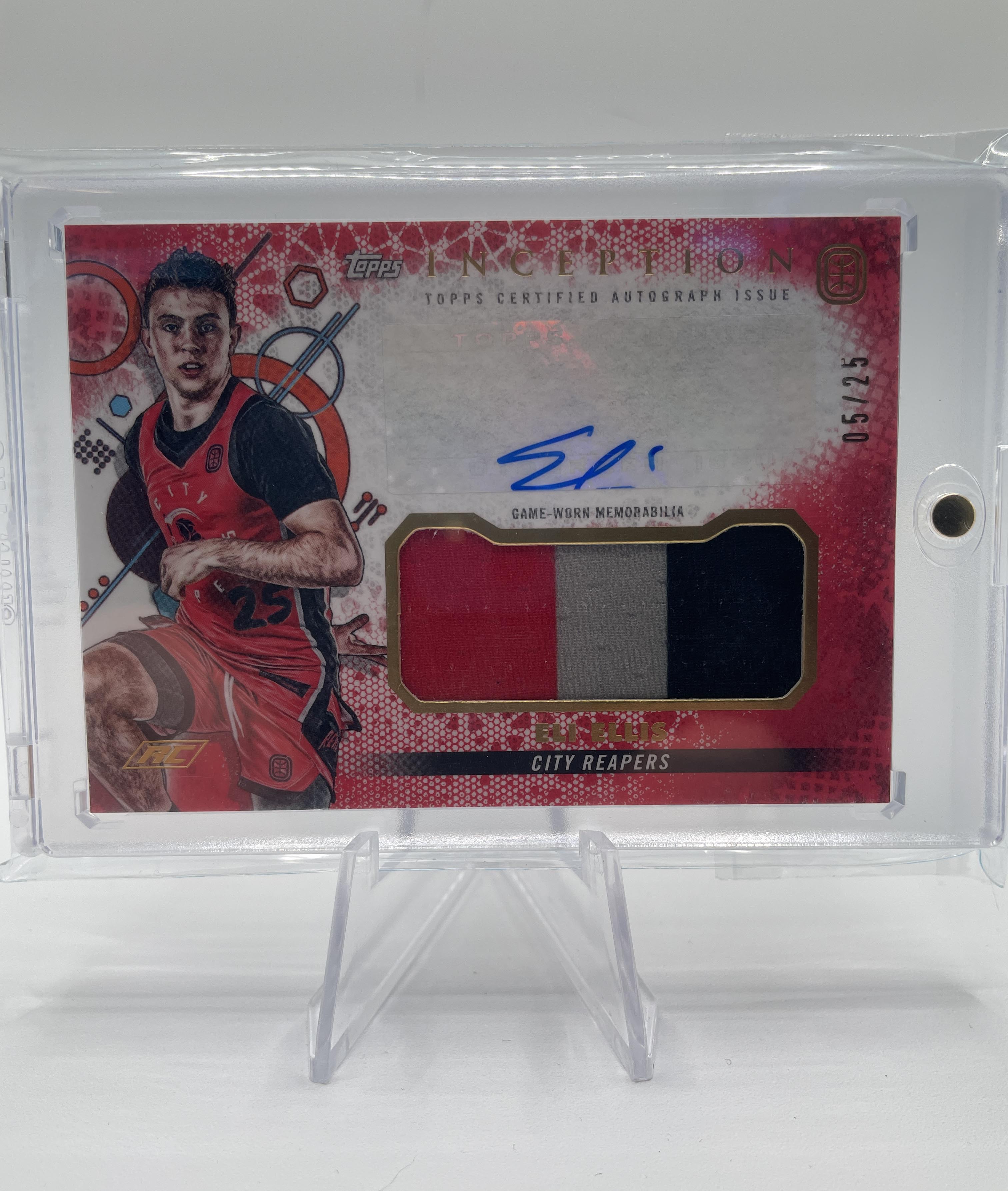2022-23 Topps OTE Inception Eli Ellis Red Foil Rookie Auto Patch /25