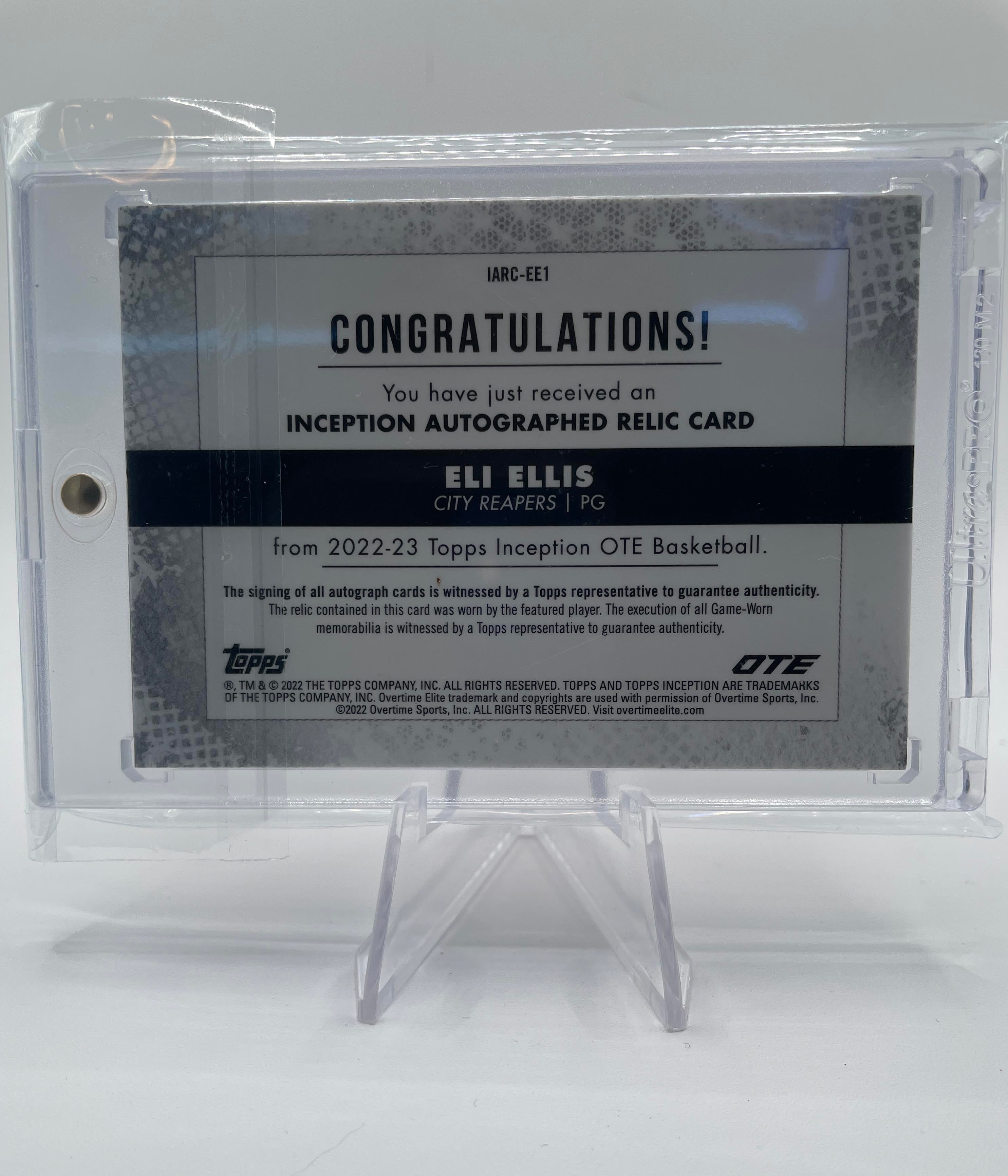 2022-23 Topps OTE Inception Eli Ellis Red Foil Rookie Auto Patch /25