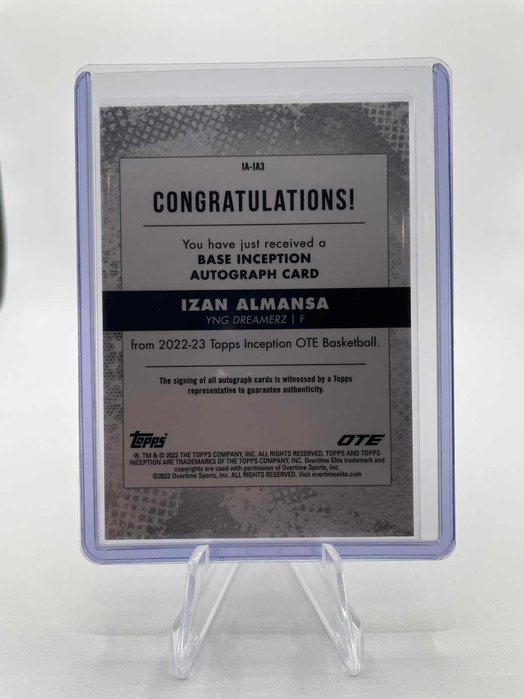 2022-23 Topps OTE Inception Izan Almansa Blue Foil Rookie Auto /25