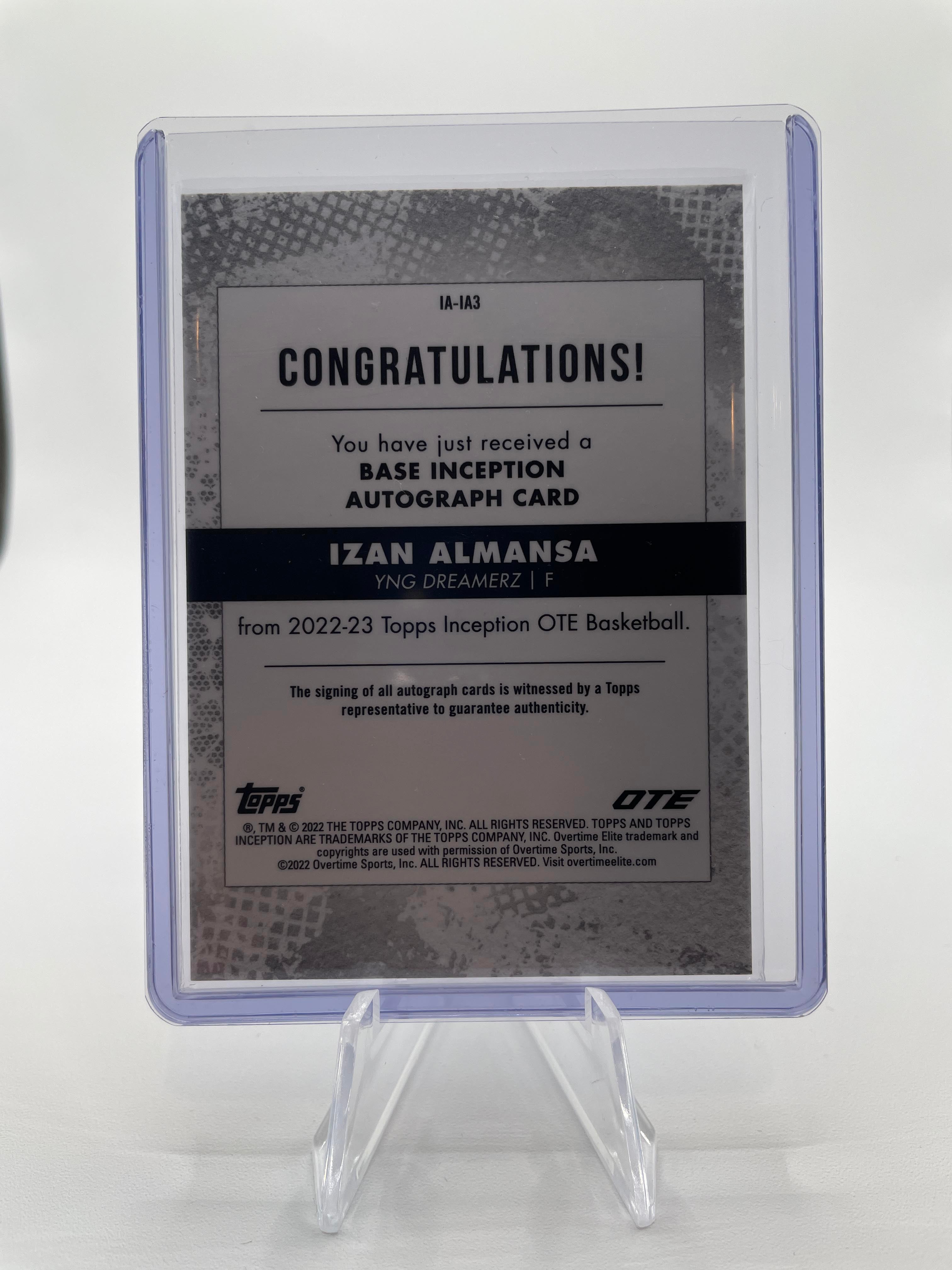 2022-23 Topps OTE Inception Izan Almansa Blue Foil Rookie Auto /25