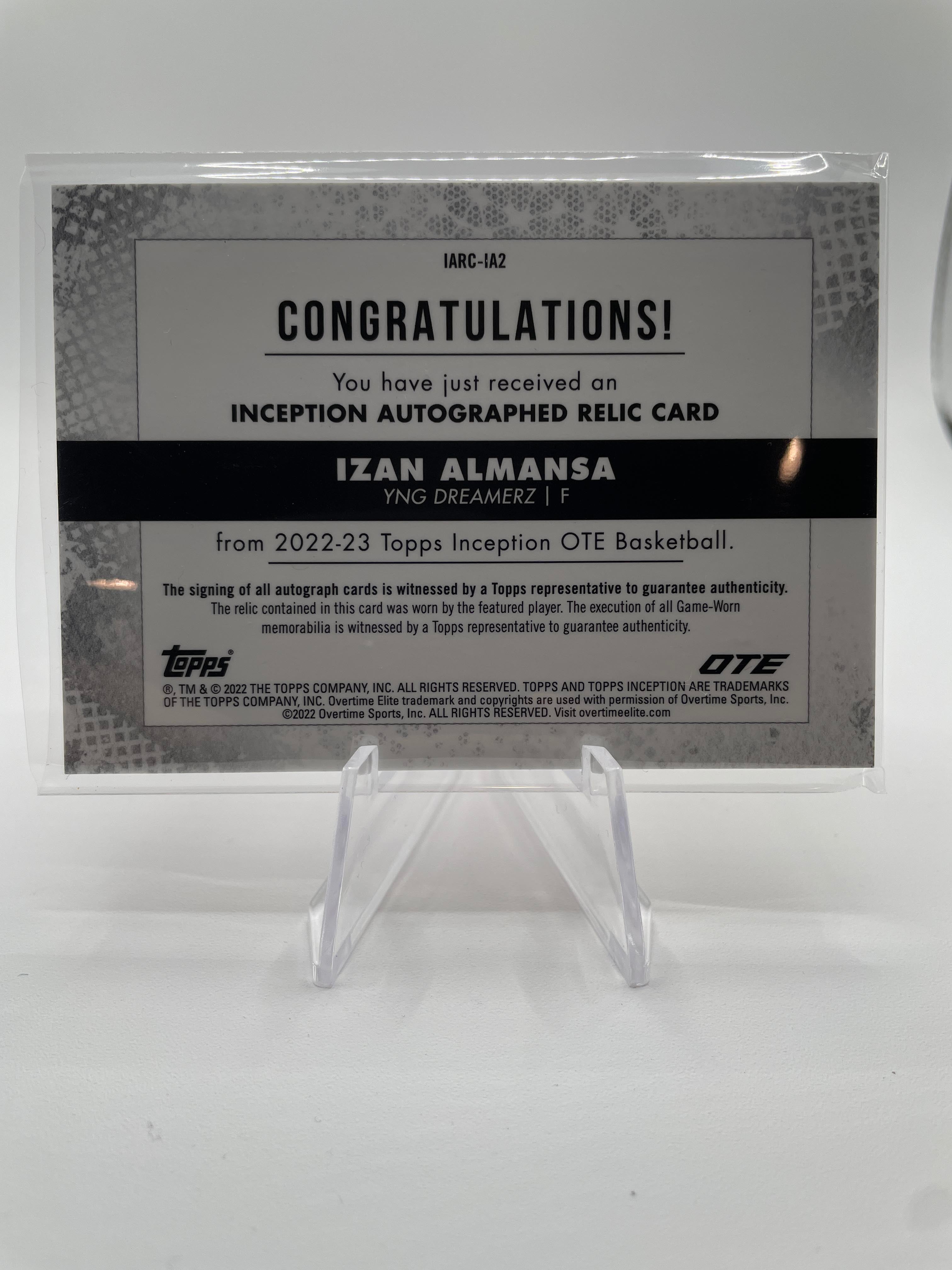 2022-23 Topps OTE Inception Izan Almansa Magenta Rookie Patch Auto /30