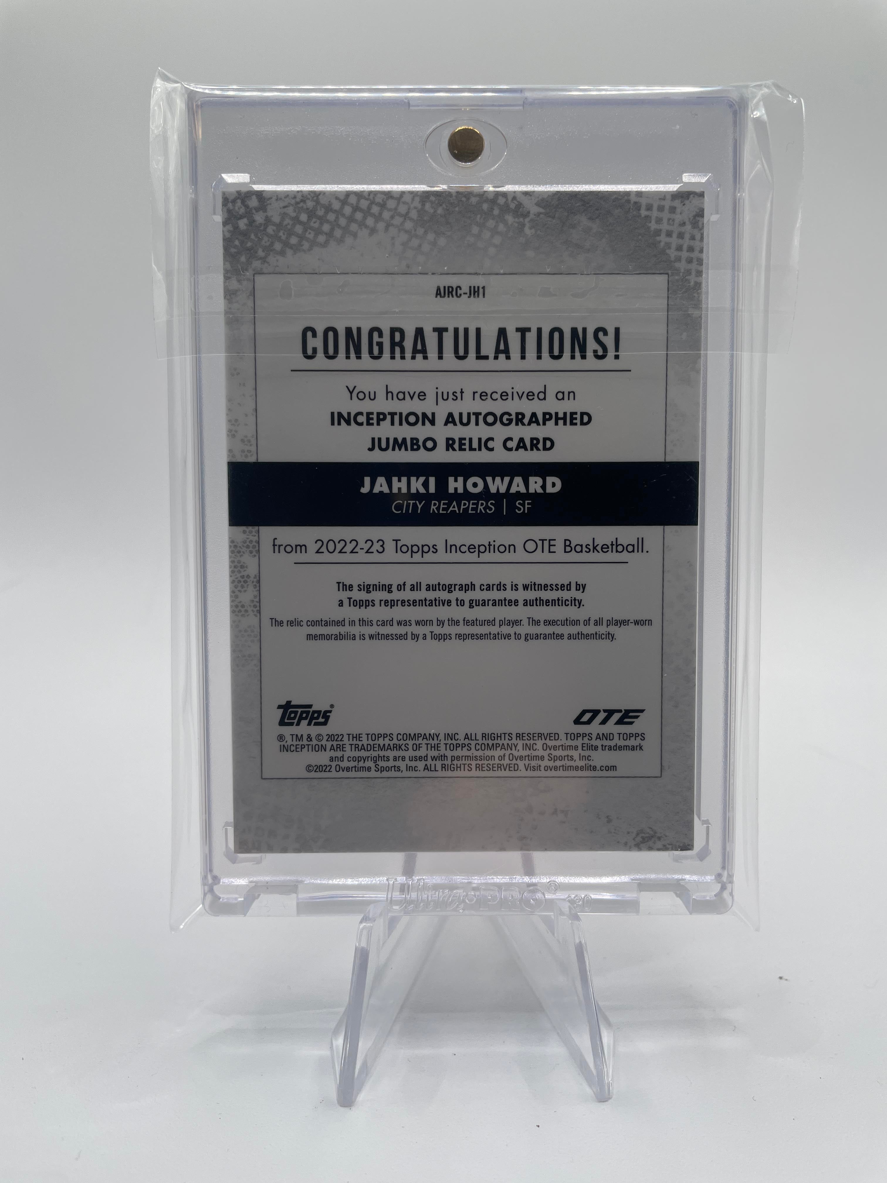 2022-23 Topps OTE Inception Jahki Howard Orange Jumbo Rookie Patch Auto /25