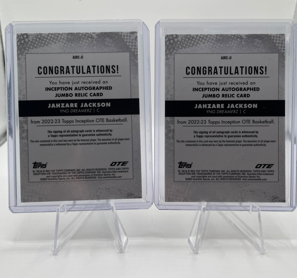 2022-23 Topps OTE Inception Jahzare Jackson Orange Patch Auto /25 + Auto /99