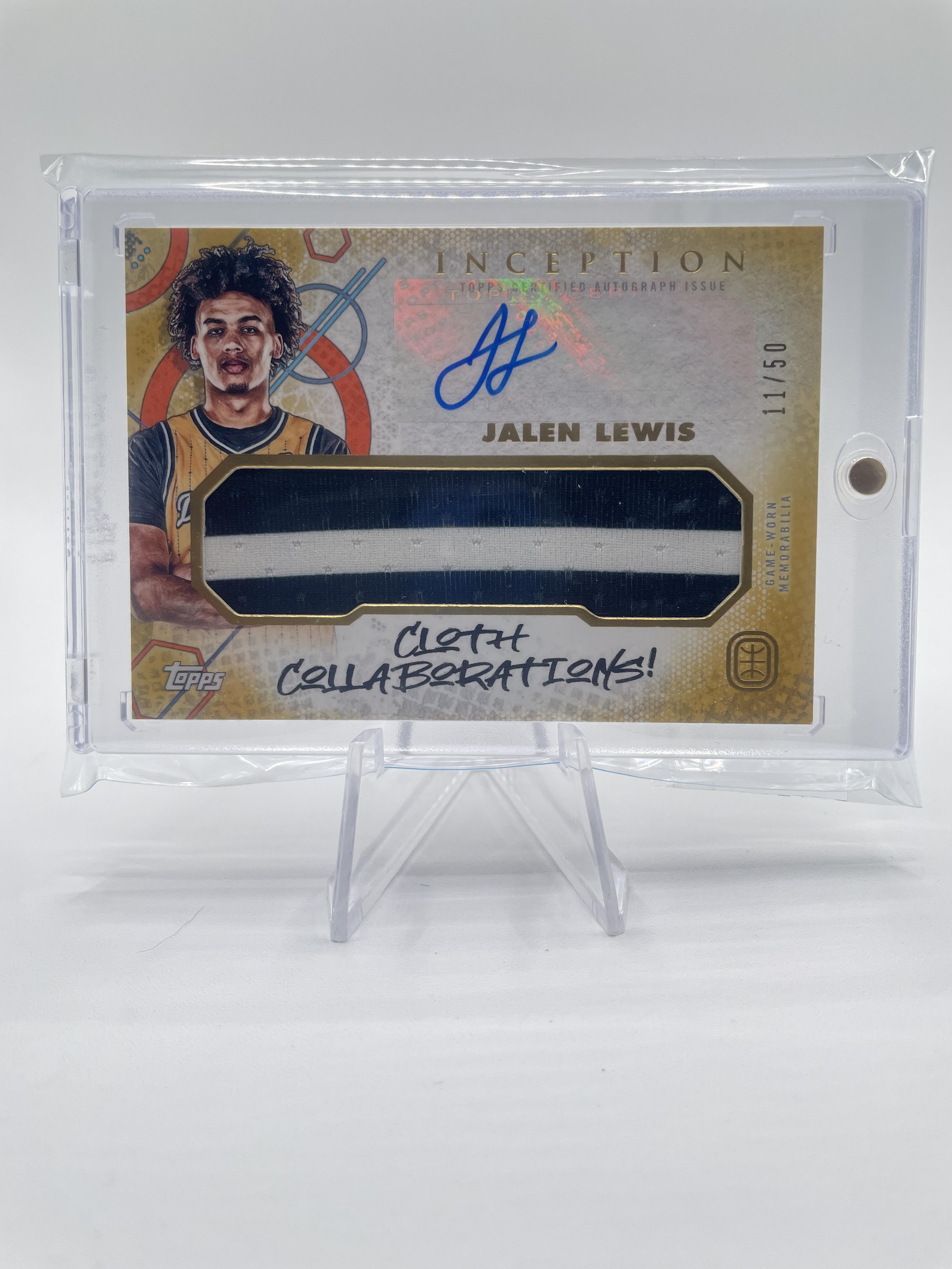 2022-23 Topps OTE Inception Jalen Lewis Cloth Collaborations Gold Patch Auto /50