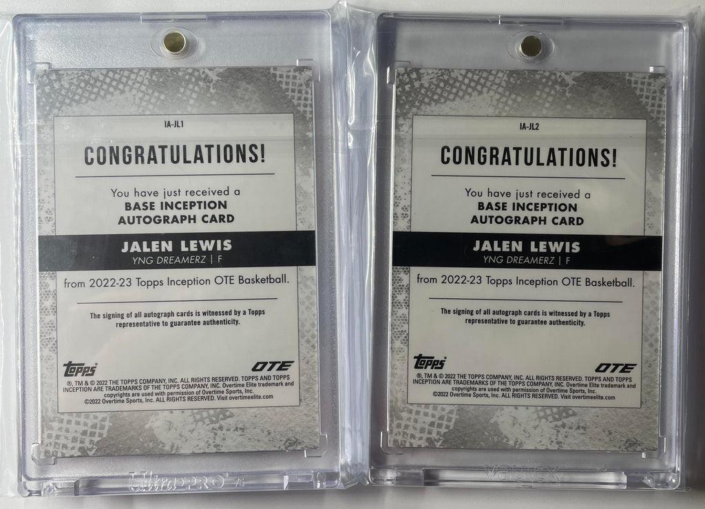 2022-23 Topps OTE Inception Jalen Lewis Orange Rookie Auto /50 Set (x2)