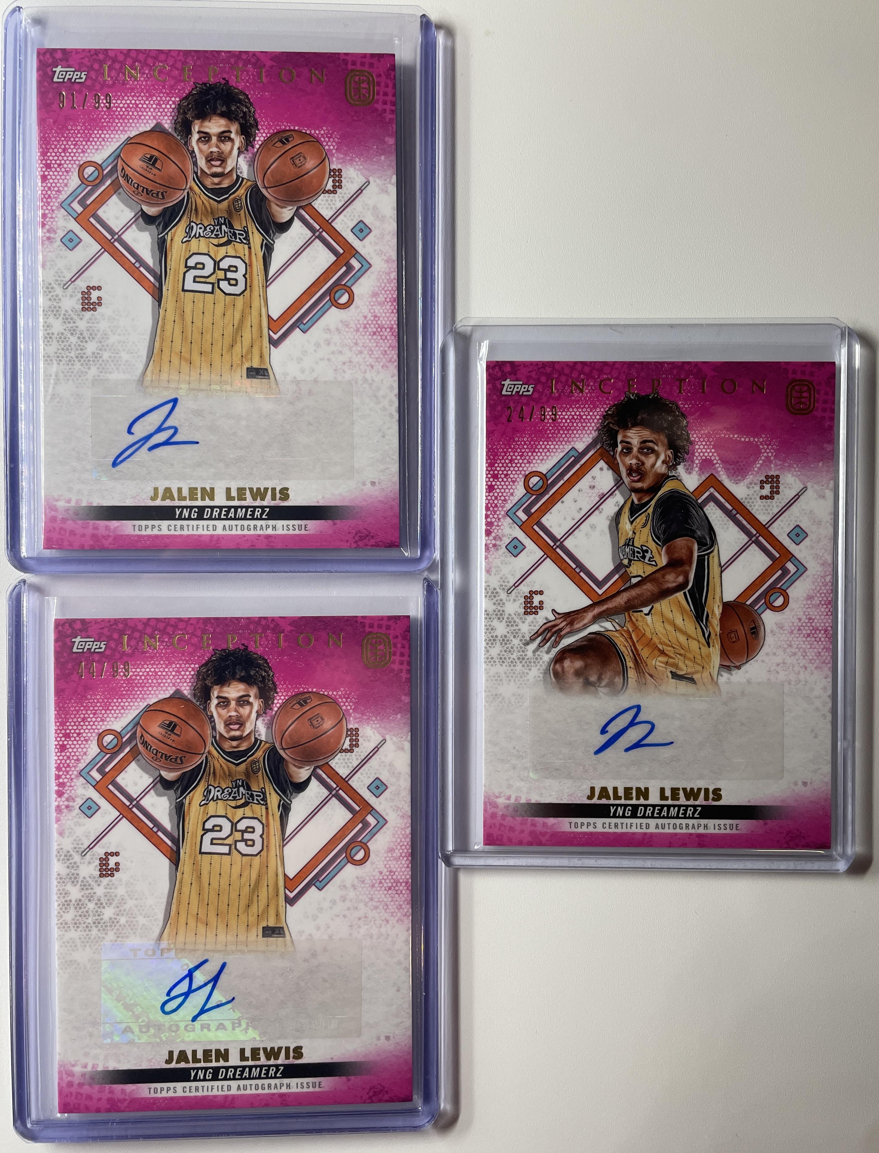 2022-23 Topps OTE Inception Jalen Lewis Pink Rookie Auto /99 Set (x3)