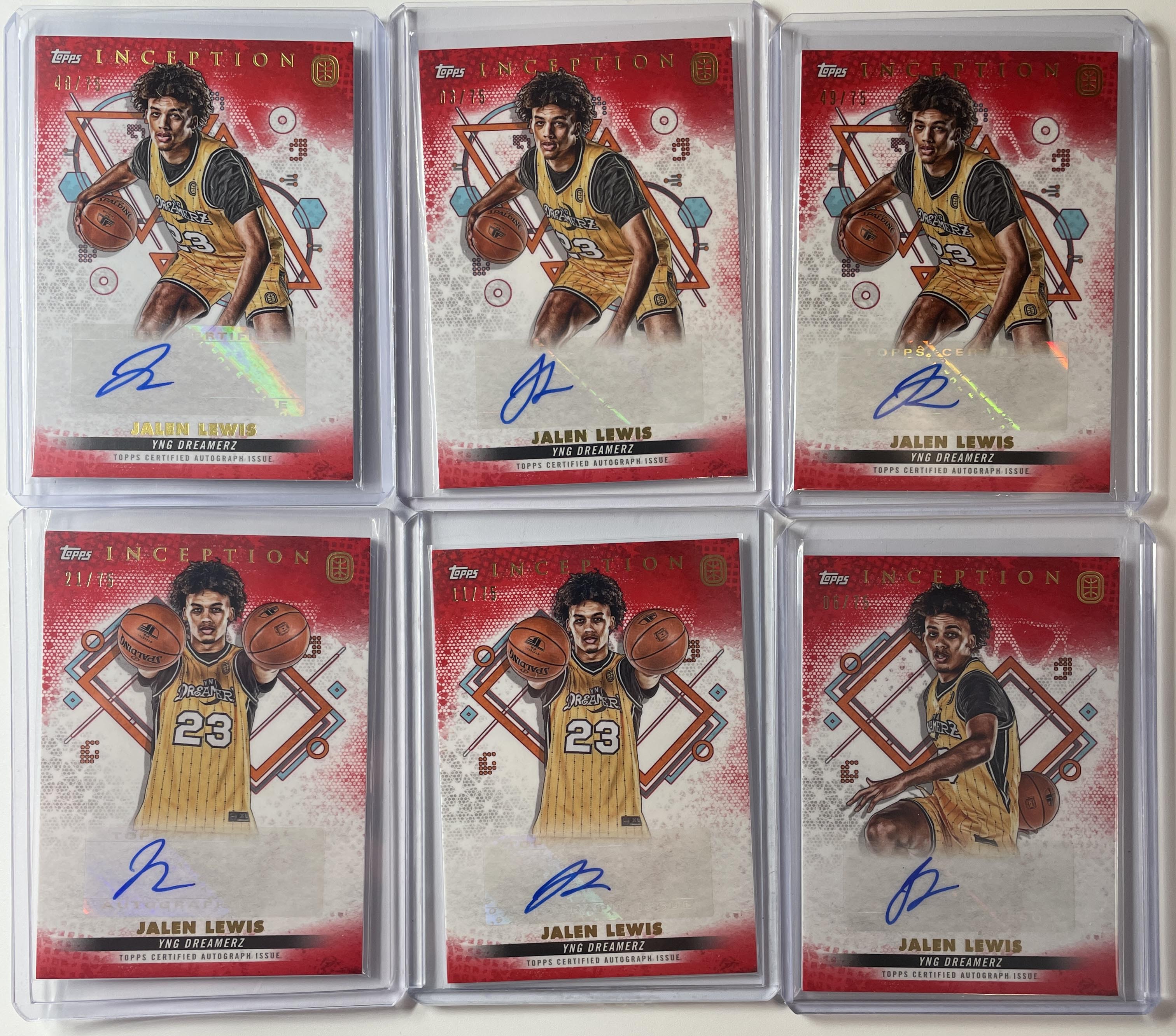 2022-23 Topps OTE Inception Jalen Lewis Red Rookie Auto /75 Set (x6)