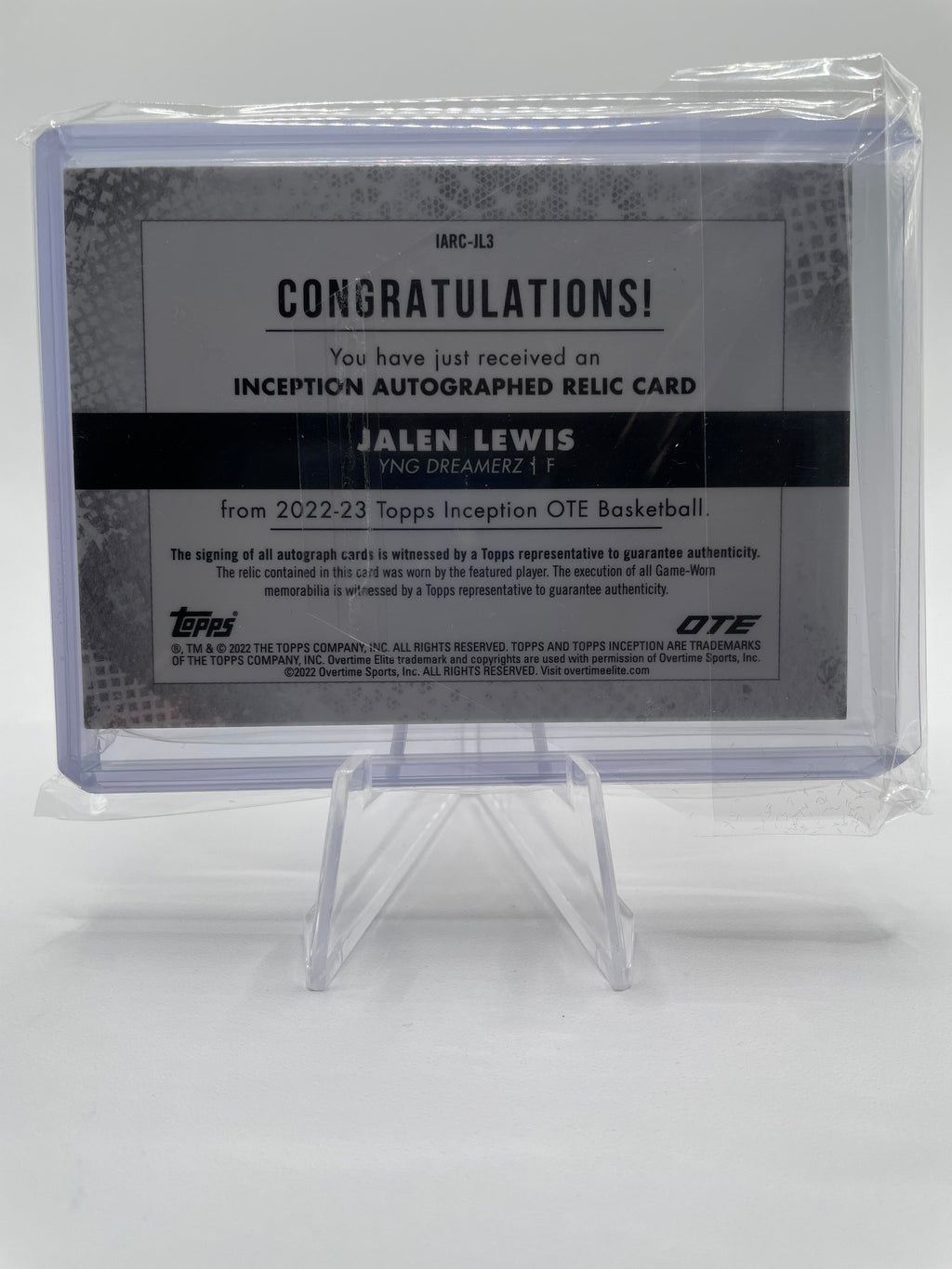 2022-23 Topps OTE Inception Jalen Lewis Rookie Shoe Relic Auto /25