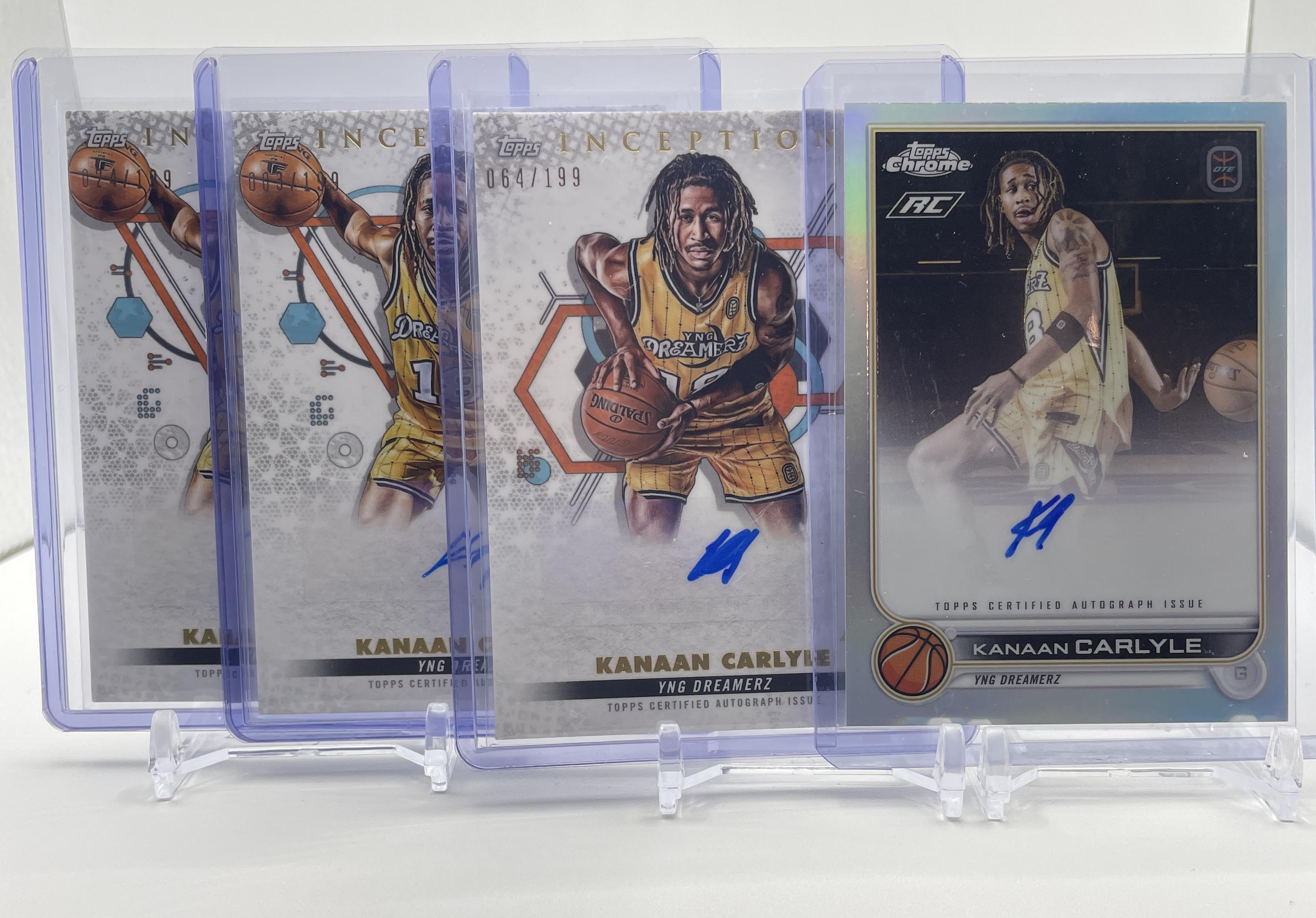2022-23 Topps OTE Inception Kanaan Carlyle Auto /199 + Chrome Auto Set (x4)