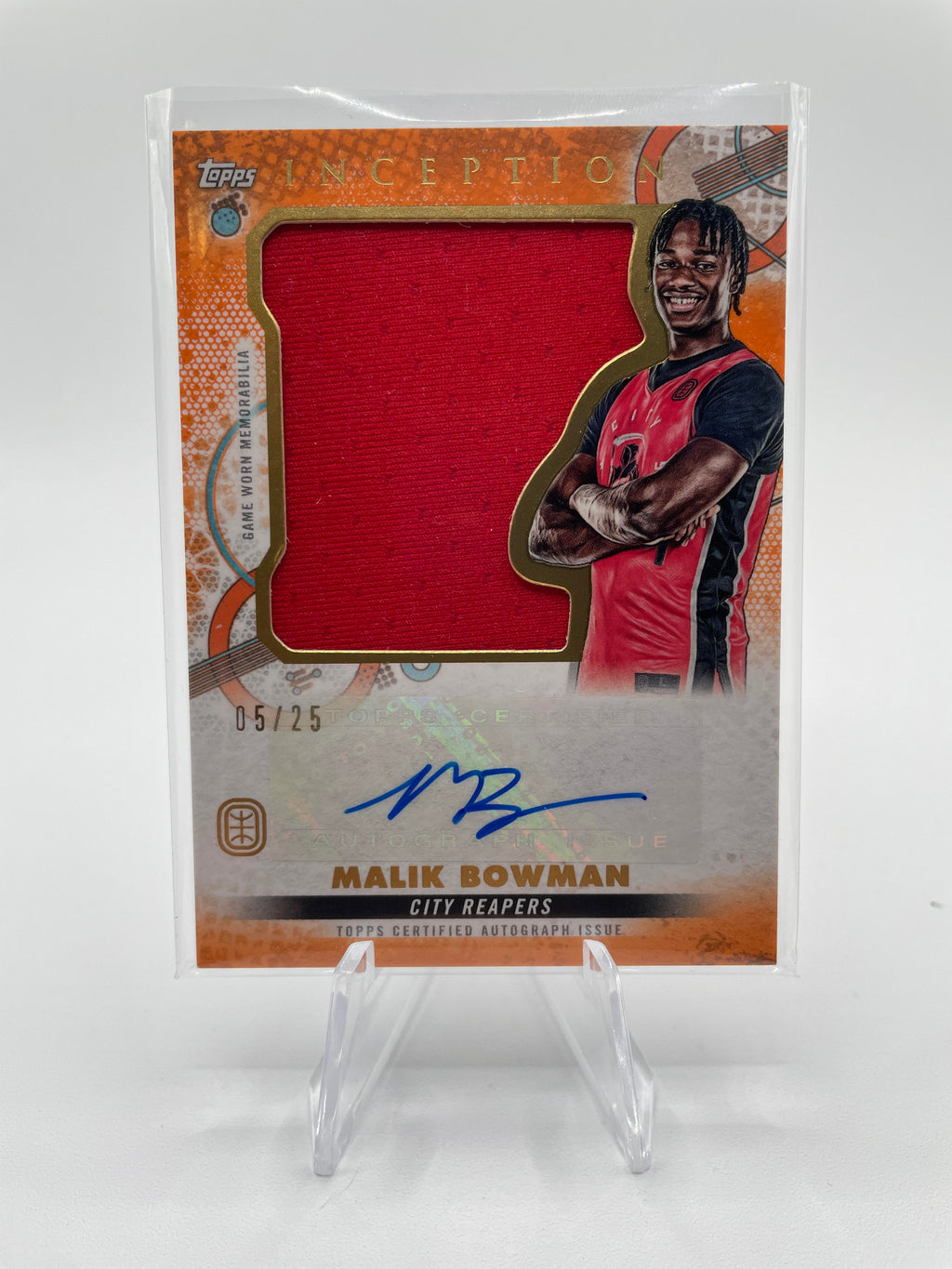 2022-23 Topps OTE Inception Malik Bowman Orange Jumbo Rookie Patch Auto /25