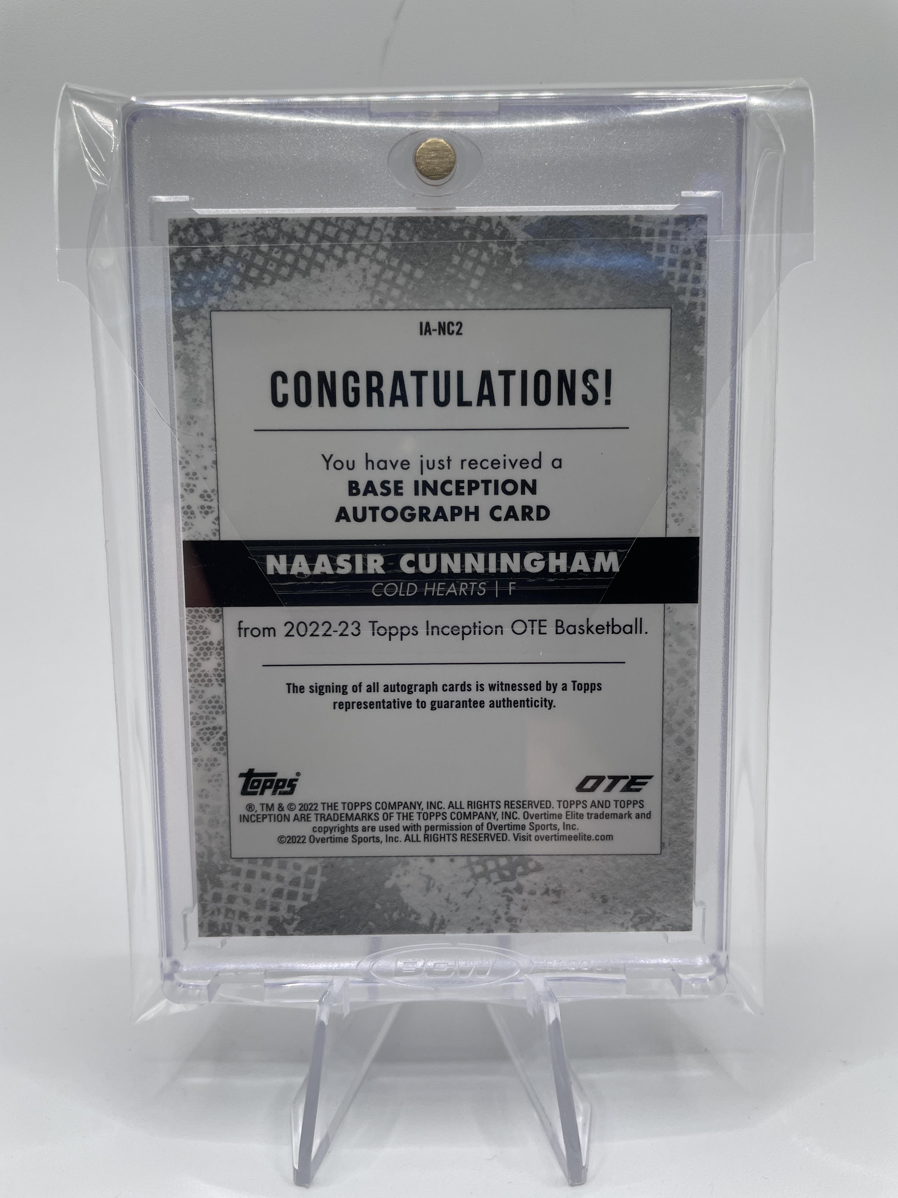 2022-23 Topps OTE Inception Naasir Cunningham Base Rookie Auto /199 #IA-NC3