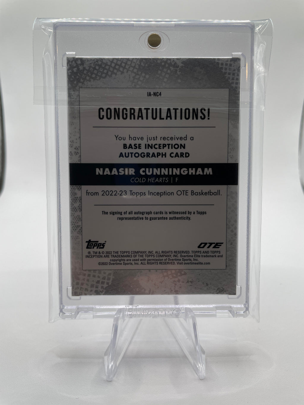 2022-23 Topps OTE Inception Naasir Cunningham Base Rookie Auto /199 #IA-NC3