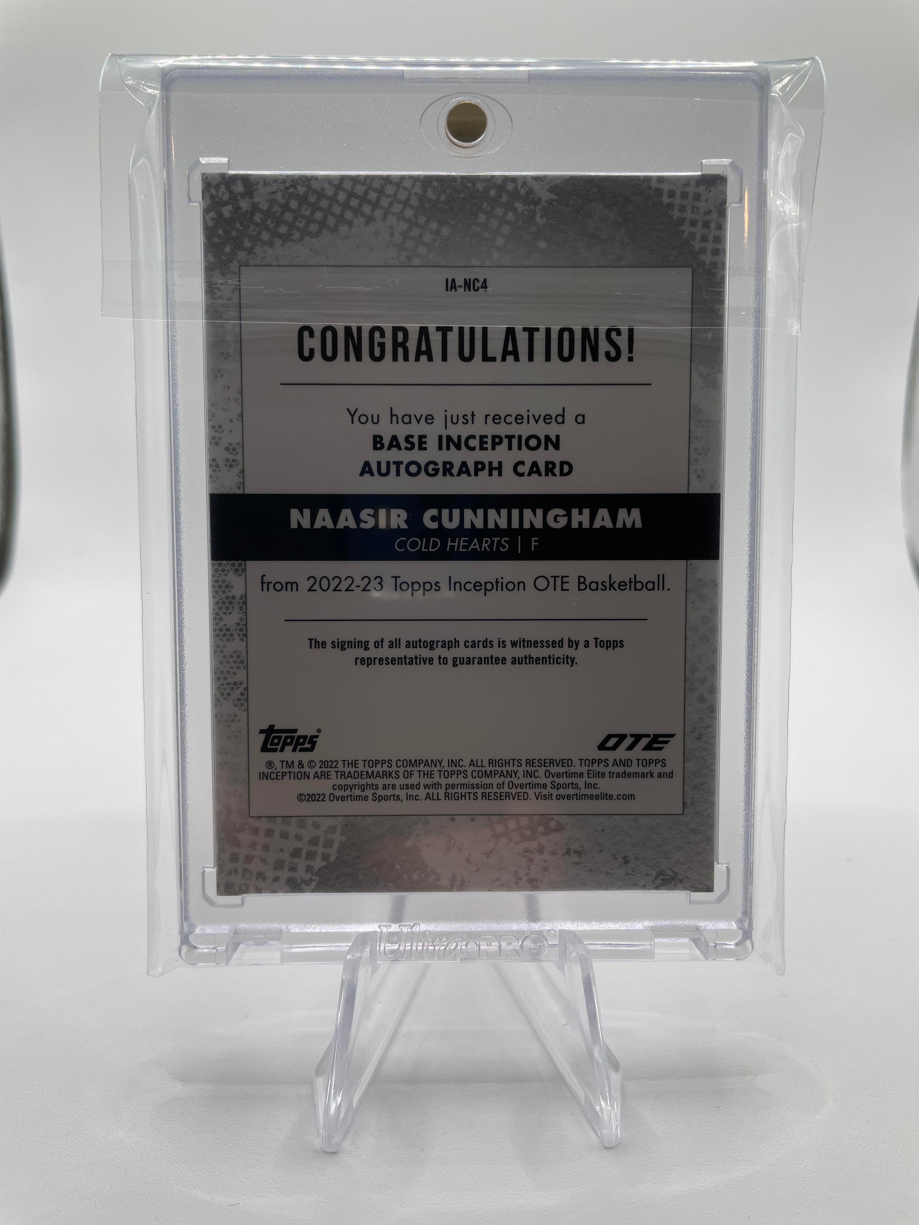 2022-23 Topps OTE Inception Naasir Cunningham Base Rookie Auto /199 #IA-NC3