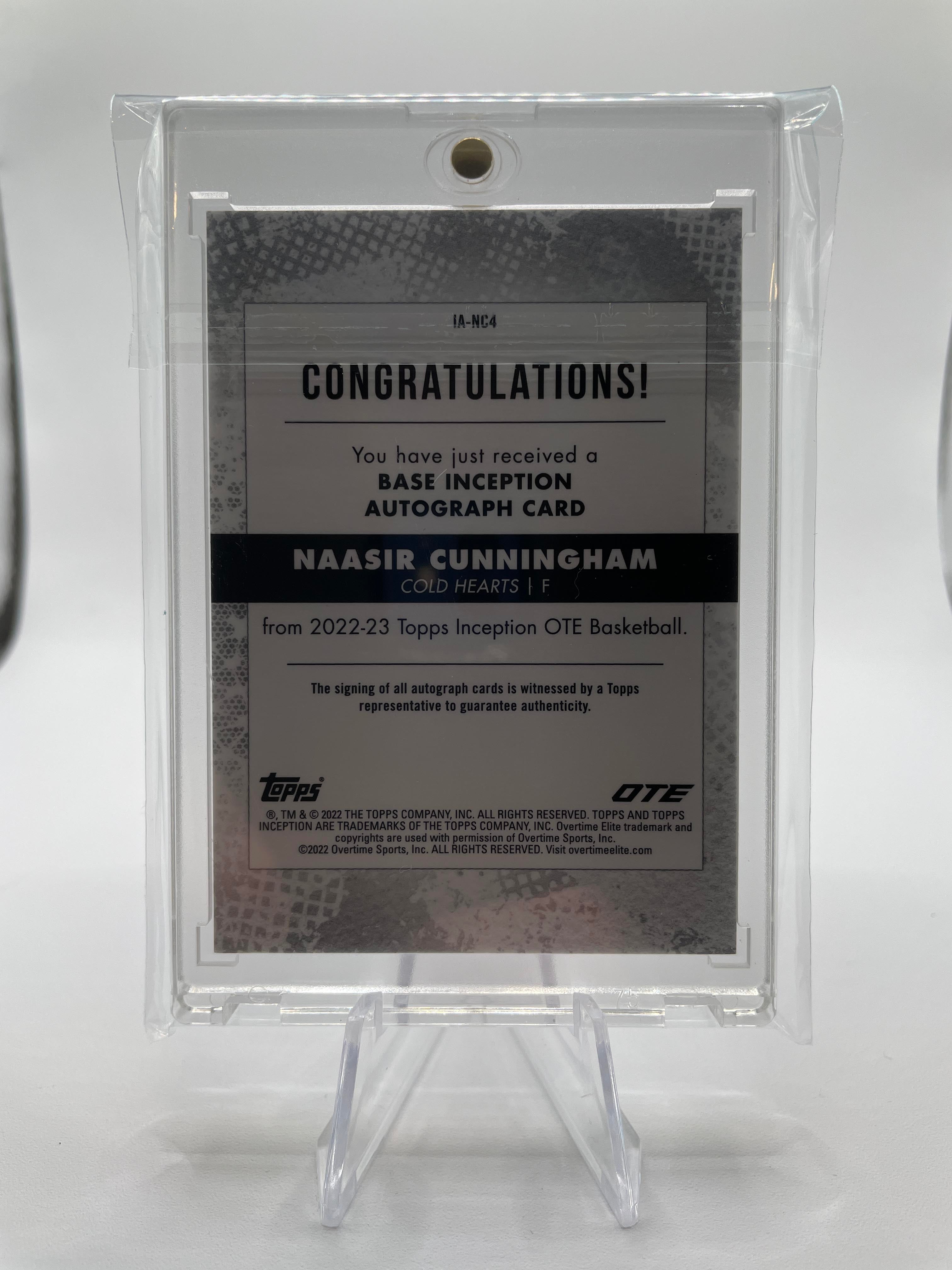 2022-23 Topps OTE Inception Naasir Cunningham Base Rookie Auto /199 #IA-NC3
