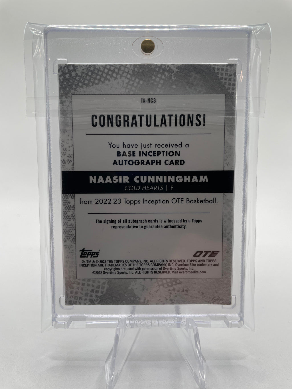 2022-23 Topps OTE Inception Naasir Cunningham Base Rookie Auto /199 #IA-NC3