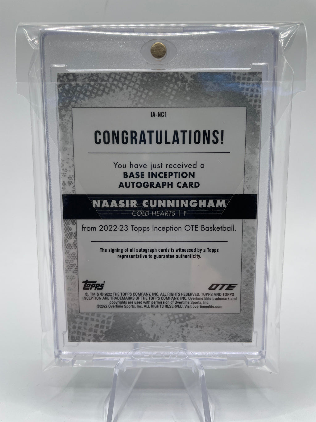 2022-23 Topps OTE Inception Naasir Cunningham Base Rookie Auto /199 #IA-NC3