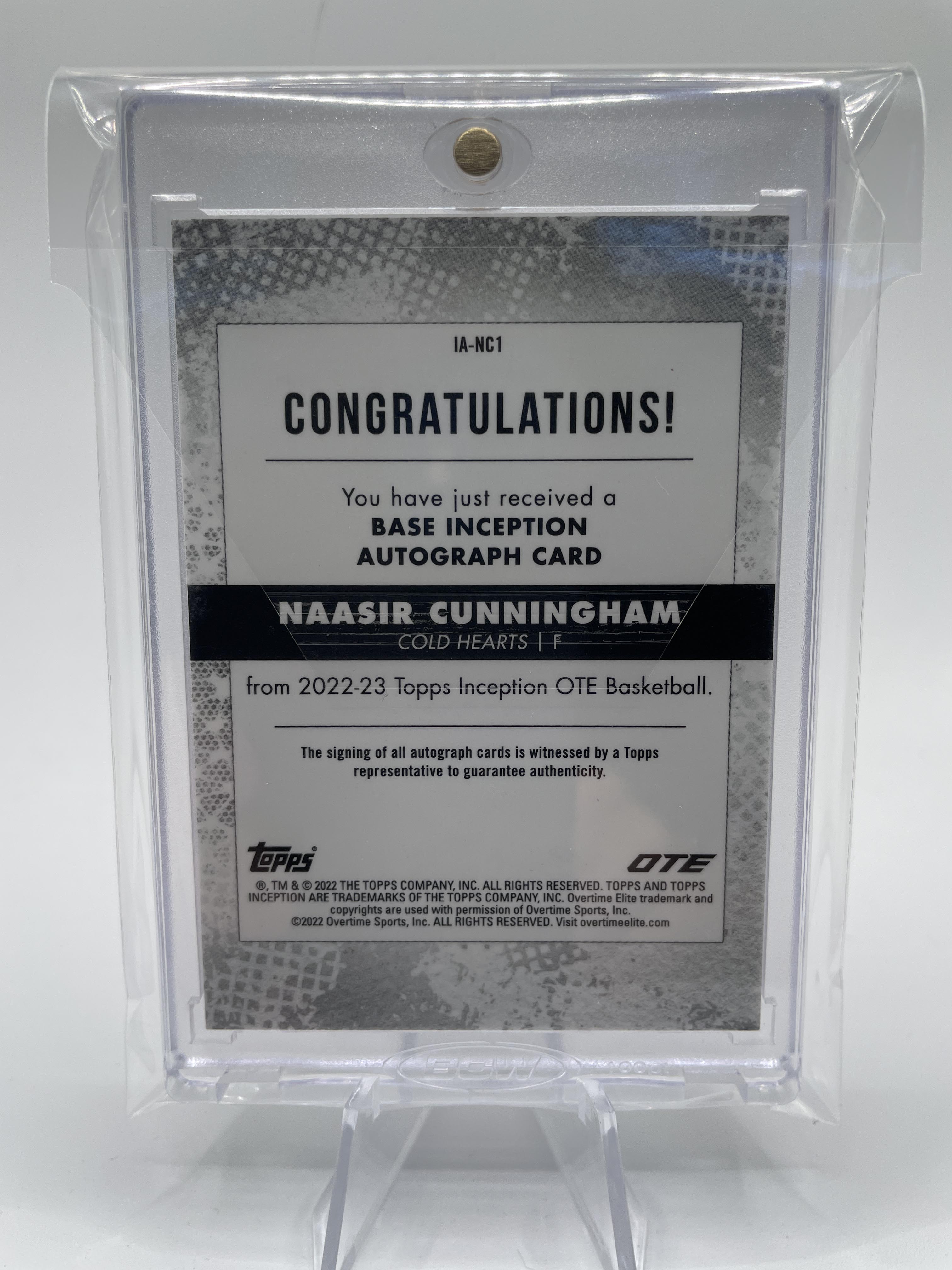 2022-23 Topps OTE Inception Naasir Cunningham Base Rookie Auto /199 #IA-NC3