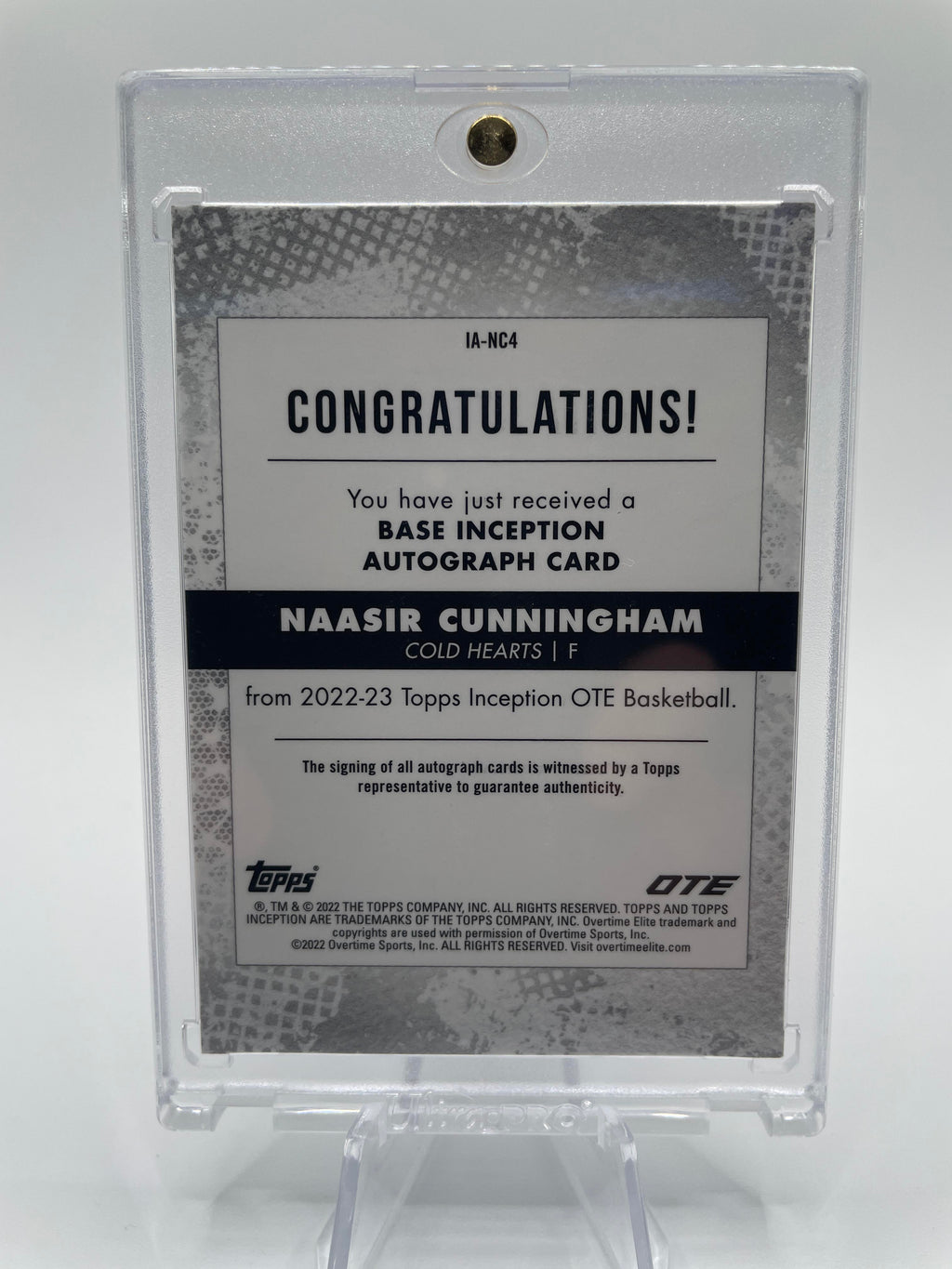 2022-23 Topps OTE Inception Naasir Cunningham Blue Rookie Auto /25 #IA-NC2