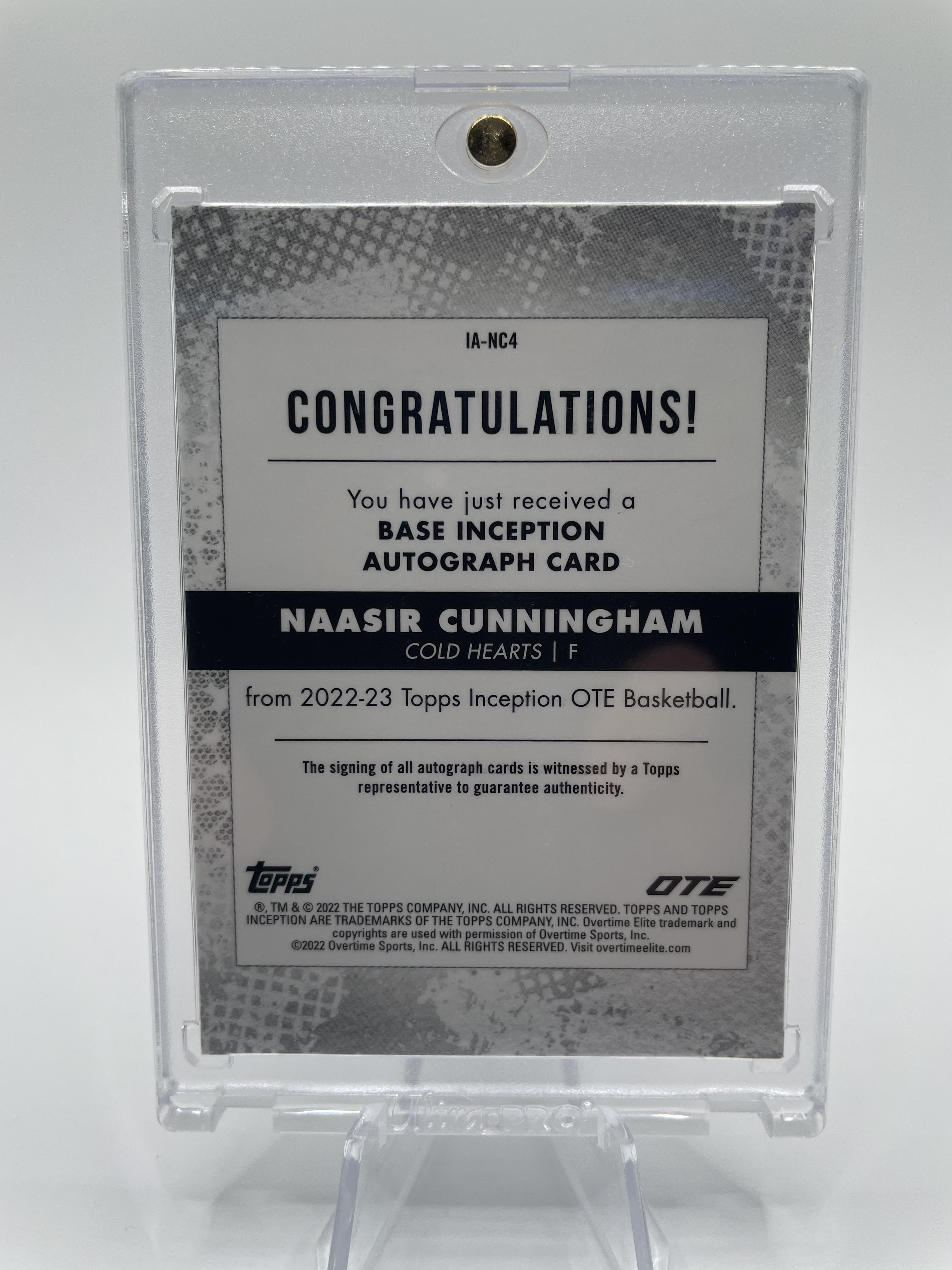 2022-23 Topps OTE Inception Naasir Cunningham Blue Rookie Auto /25 #IA-NC2