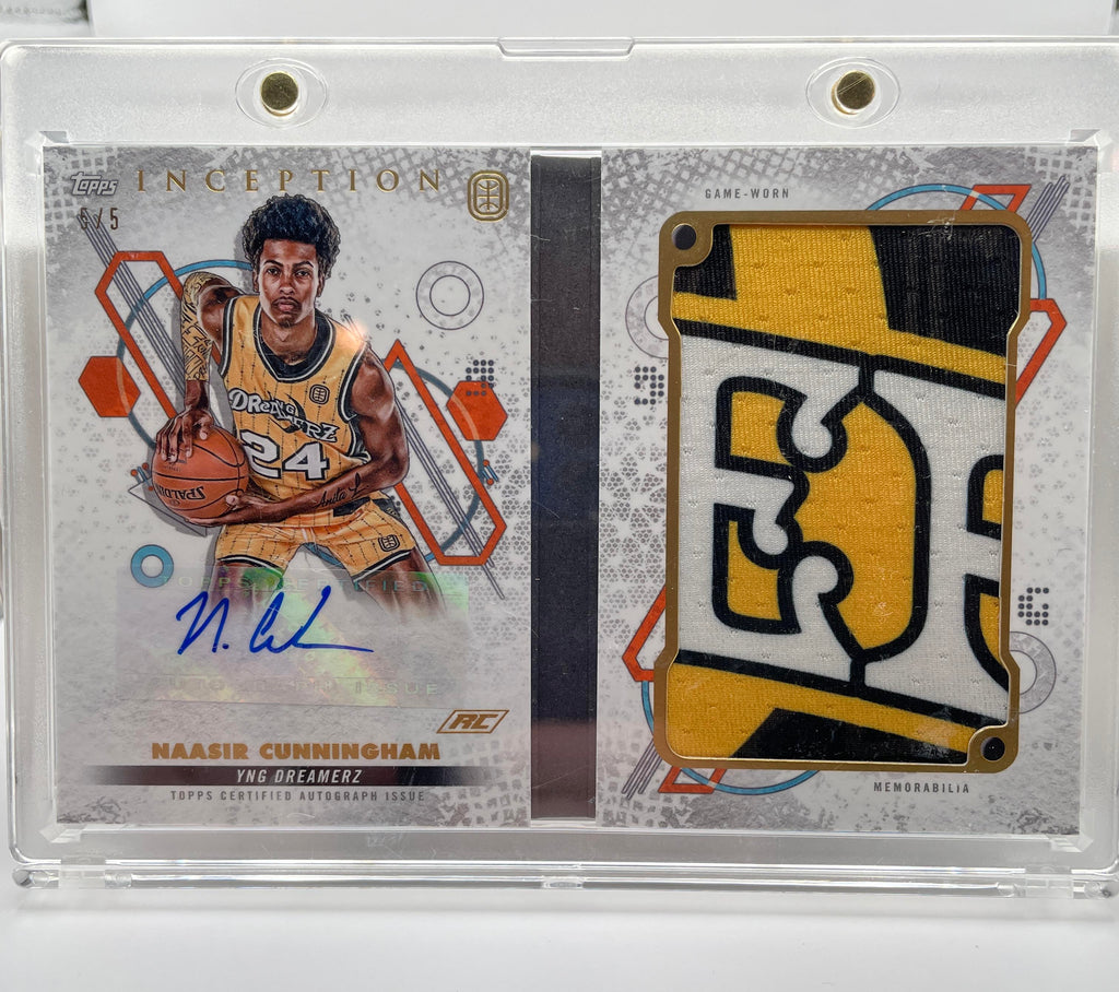 2022-23 Topps OTE Inception Naasir Cunningham Team Name Relic Booklet Auto 5/5
