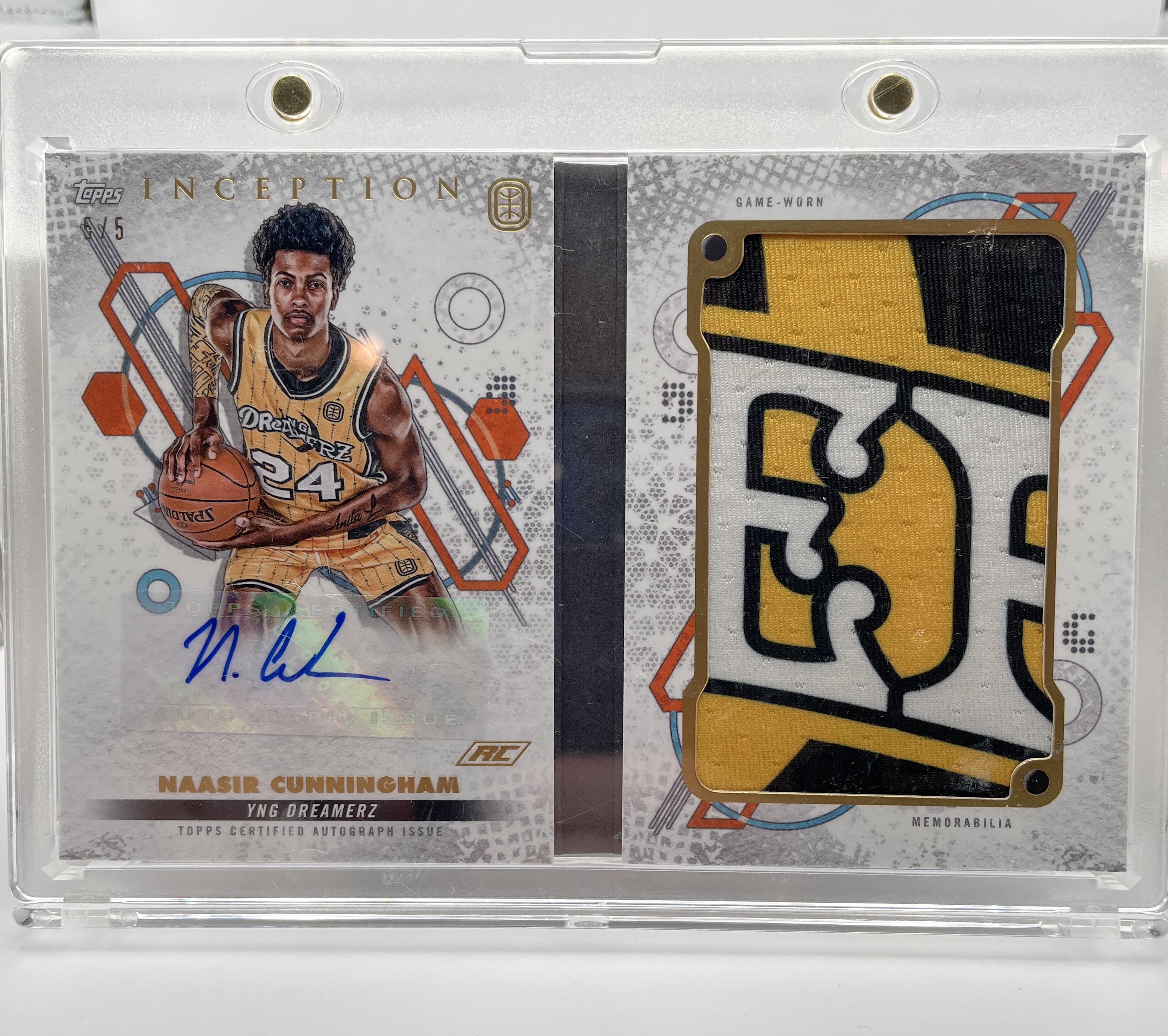 2022-23 Topps OTE Inception Naasir Cunningham Team Name Relic Booklet Auto 5/5