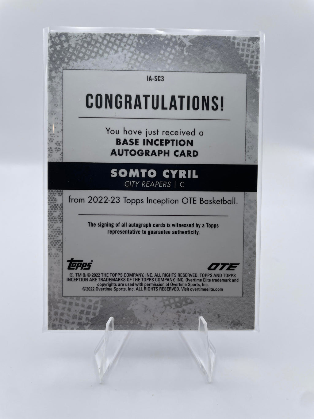 2022-23 Topps OTE Inception Somto Cyril Rookie Auto /199