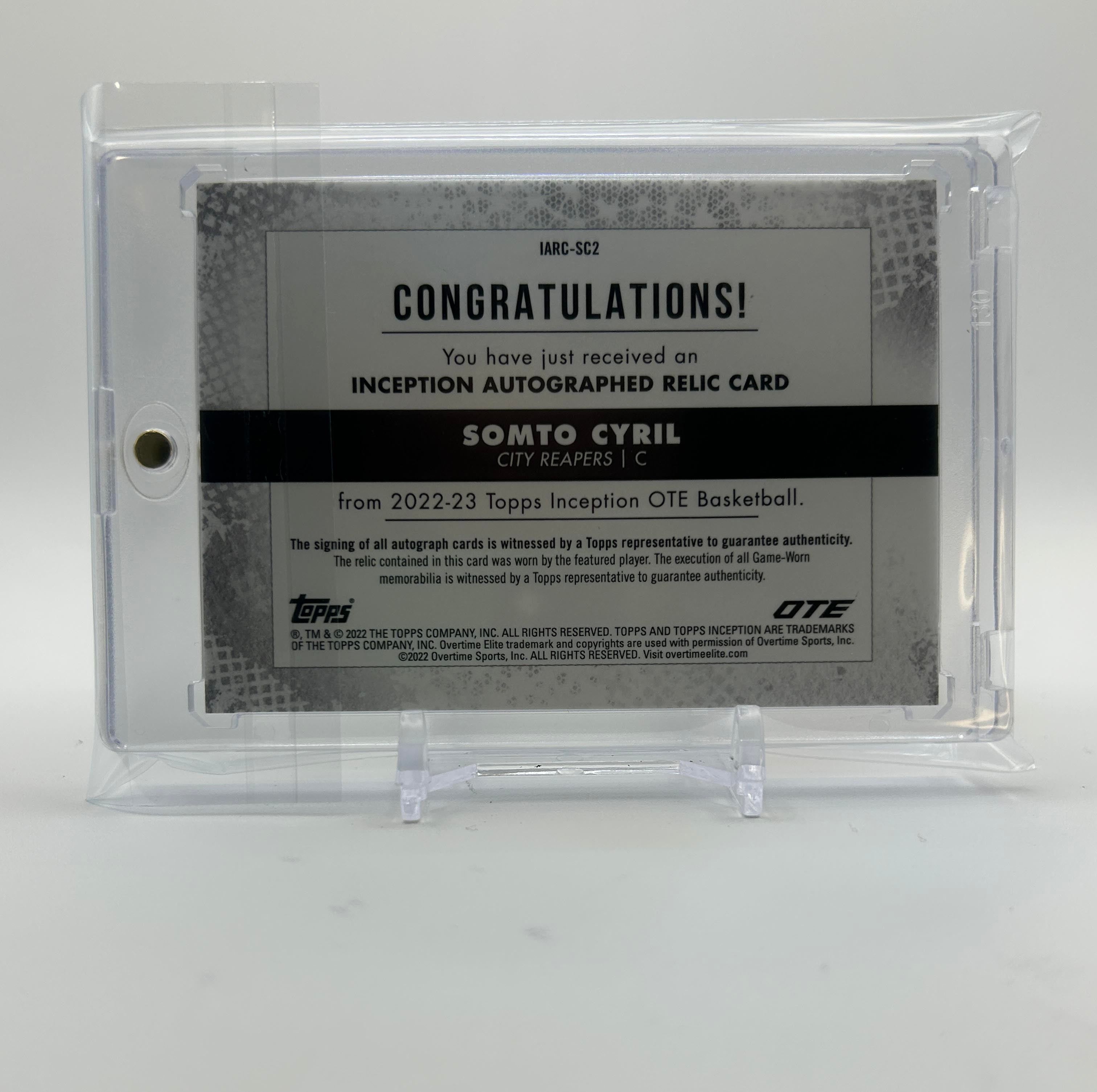 2022-23 Topps OTE Inception Somto Cyril  Rookie Relic Auto /149 #IARC-SC2