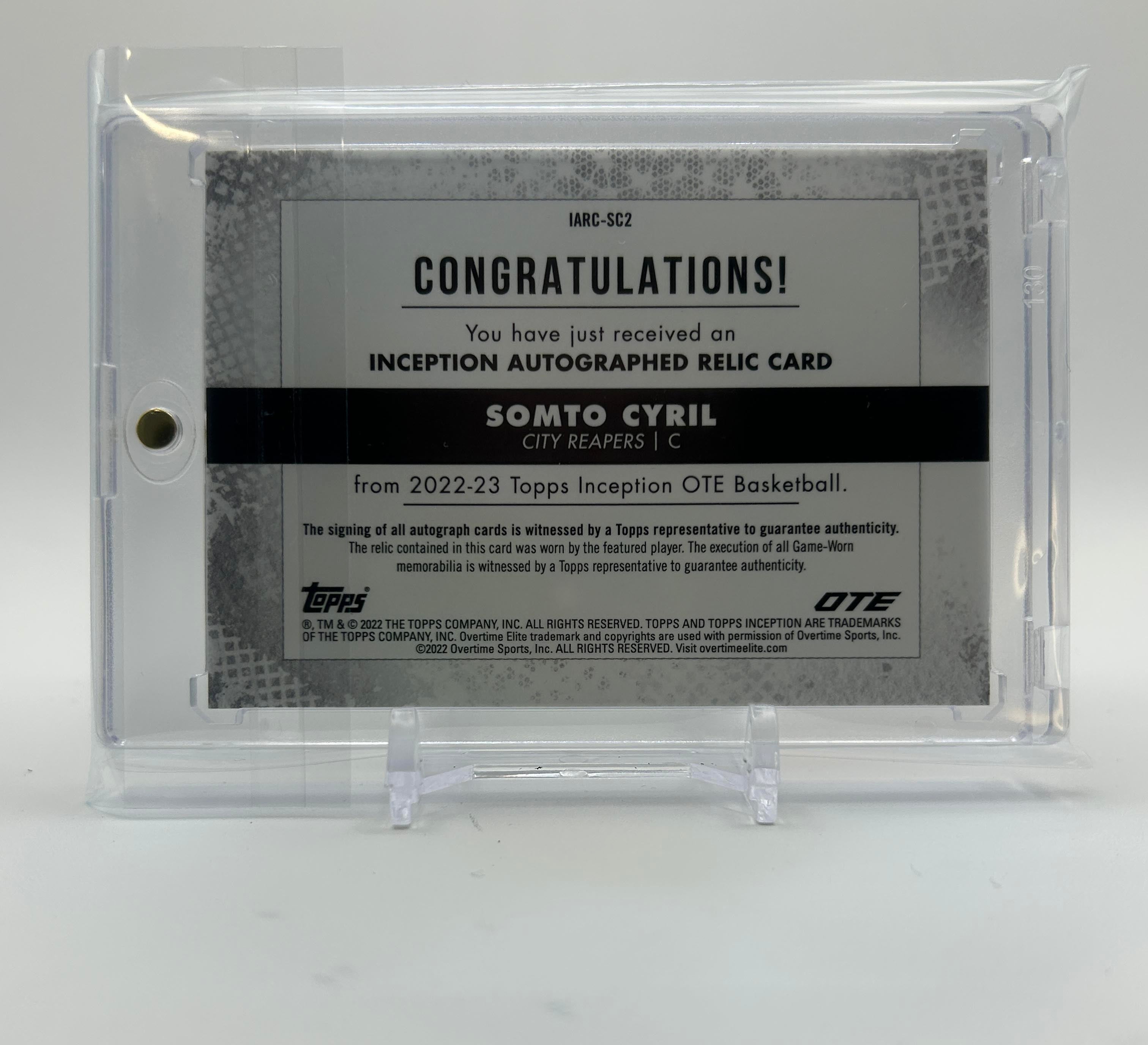 2022-23 Topps OTE Inception Somto Cyril  Rookie Relic Auto /149 #IARC-SC1