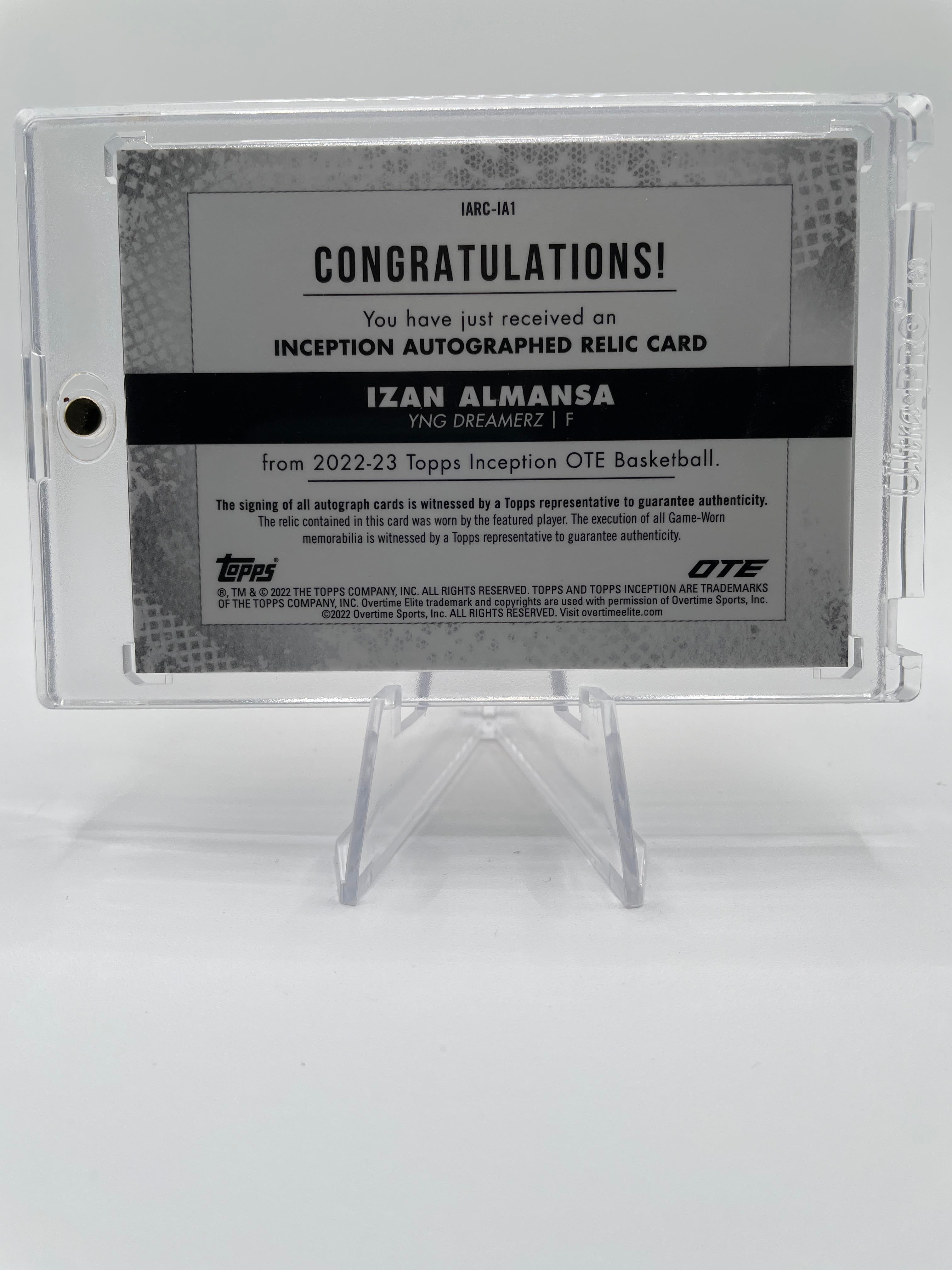 2022-23 Topps OTE Overtime Elite Inception Izan Almansa Rookie Patch Auto /149 #IARC-IA2